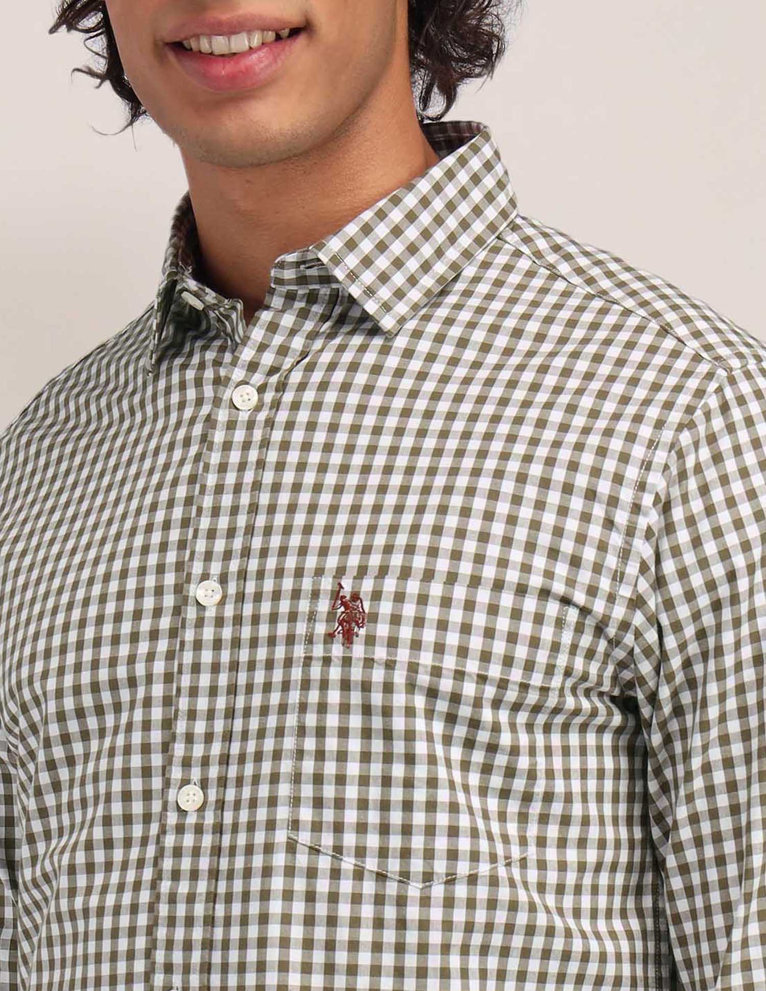 Buffalo Checked Poplin Shirt Green - U.S. Polo Assn. India | Large