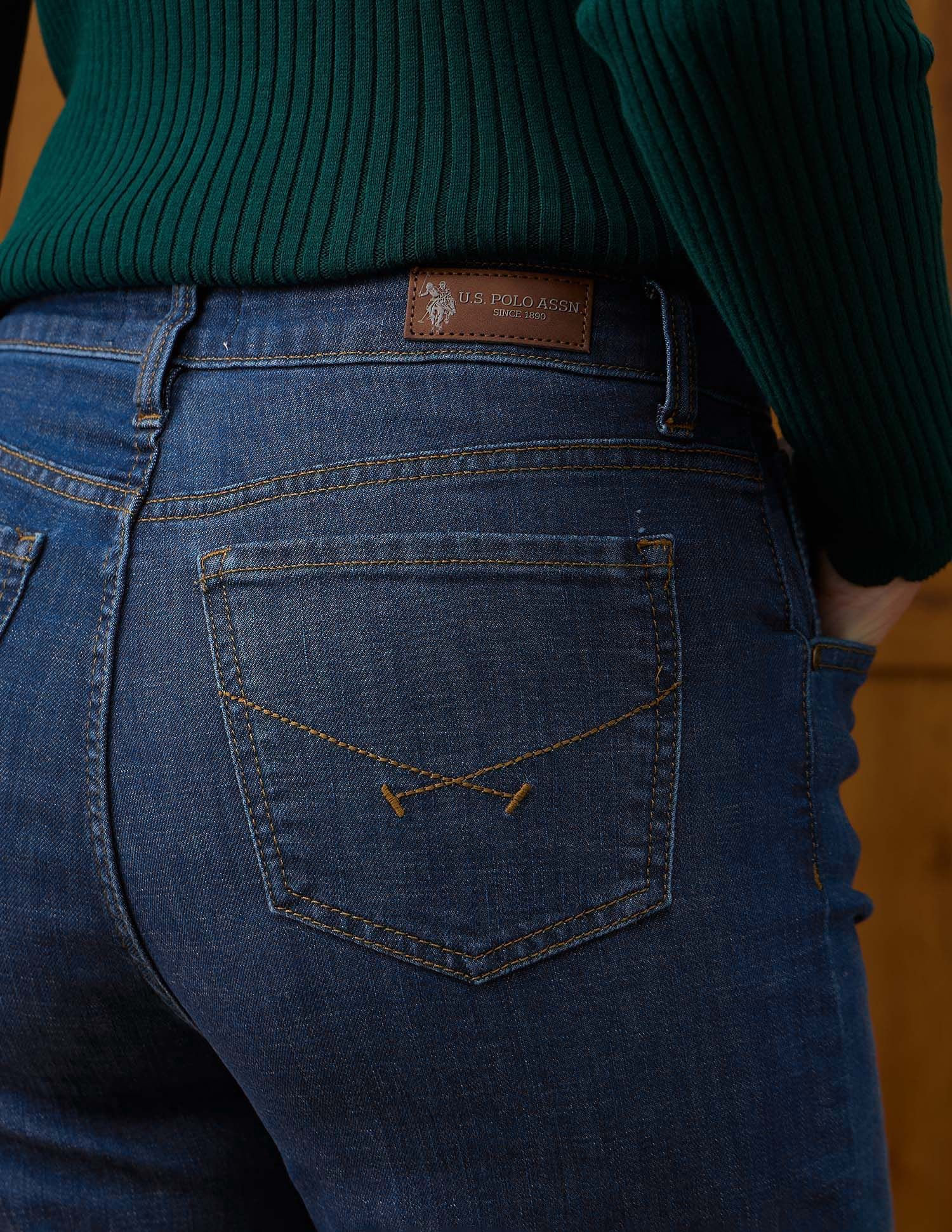 High Rise Wide Leg Fit Jeans Blue - U.S. POLO ASSN. | Large