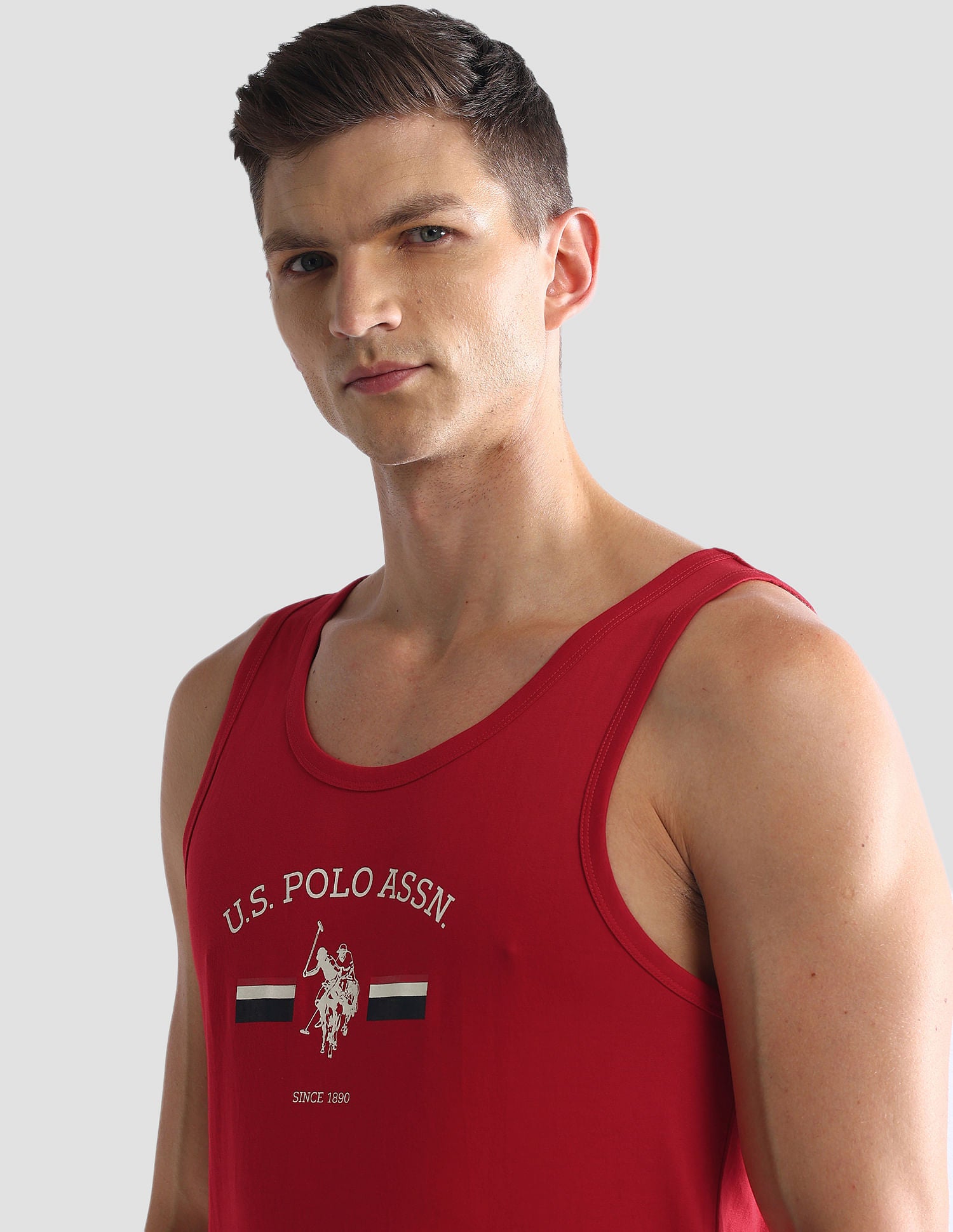 Brand Print Cotton OEV02 Vest - Pack Of 1 Red - U.S. POLO ASSN. | Large