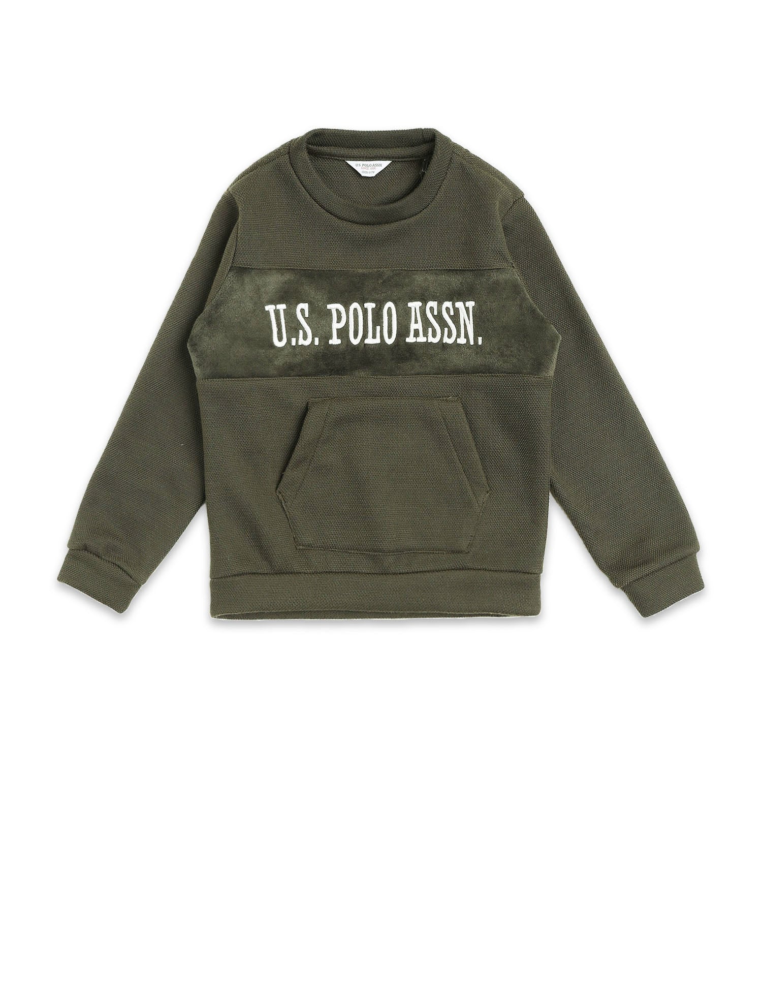 Boys Brand Embroidered Regular Fit Sweatshirt Olive - U.S. POLO ASSN. | Large