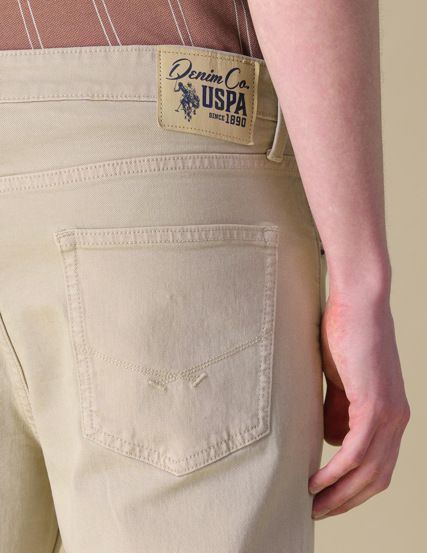 Cole Comfort Cropped Fit Brown Jeans Khaki - U.S. POLO ASSN. | Large