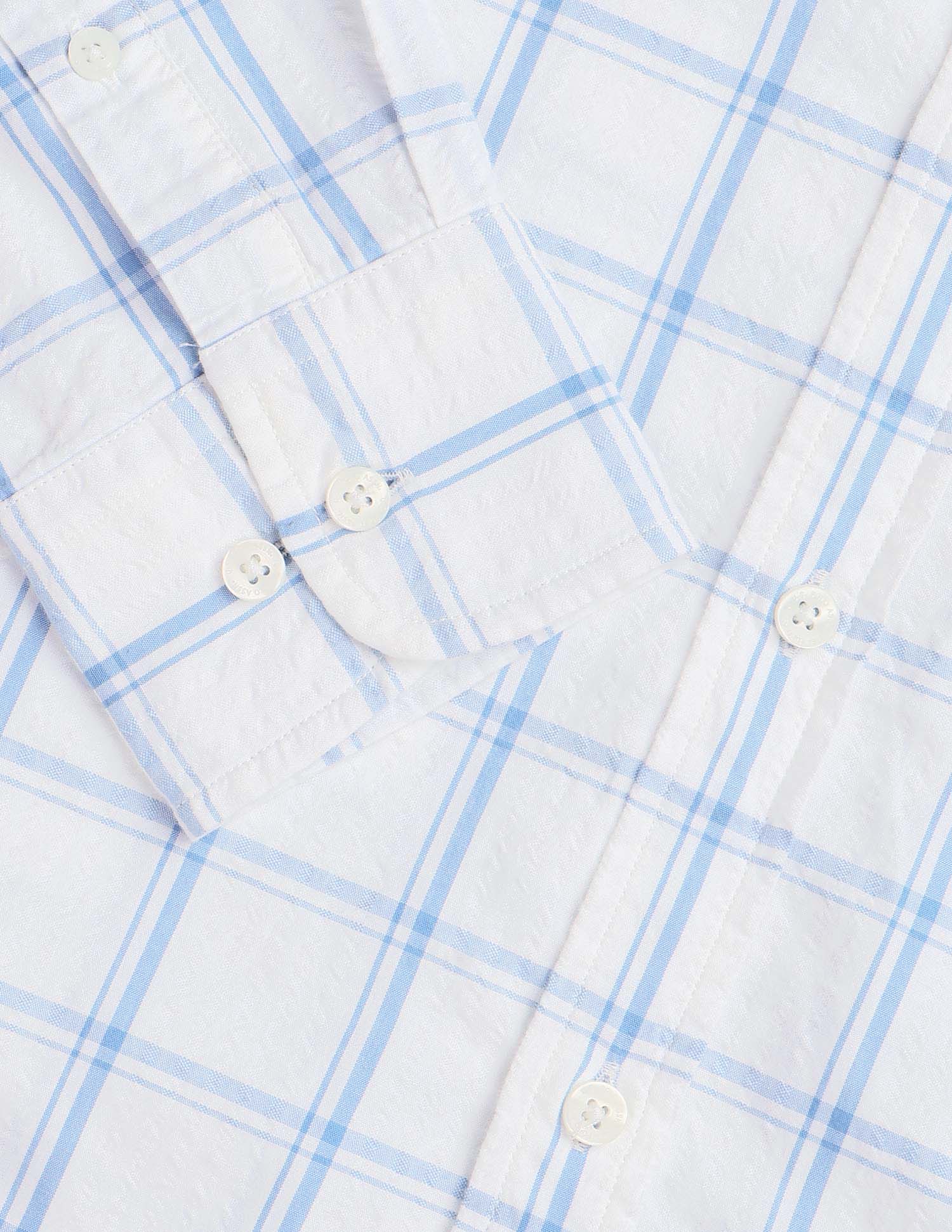 Grid Tattersall Checked Seersucker Shirt White - U.S. POLO ASSN. | Large