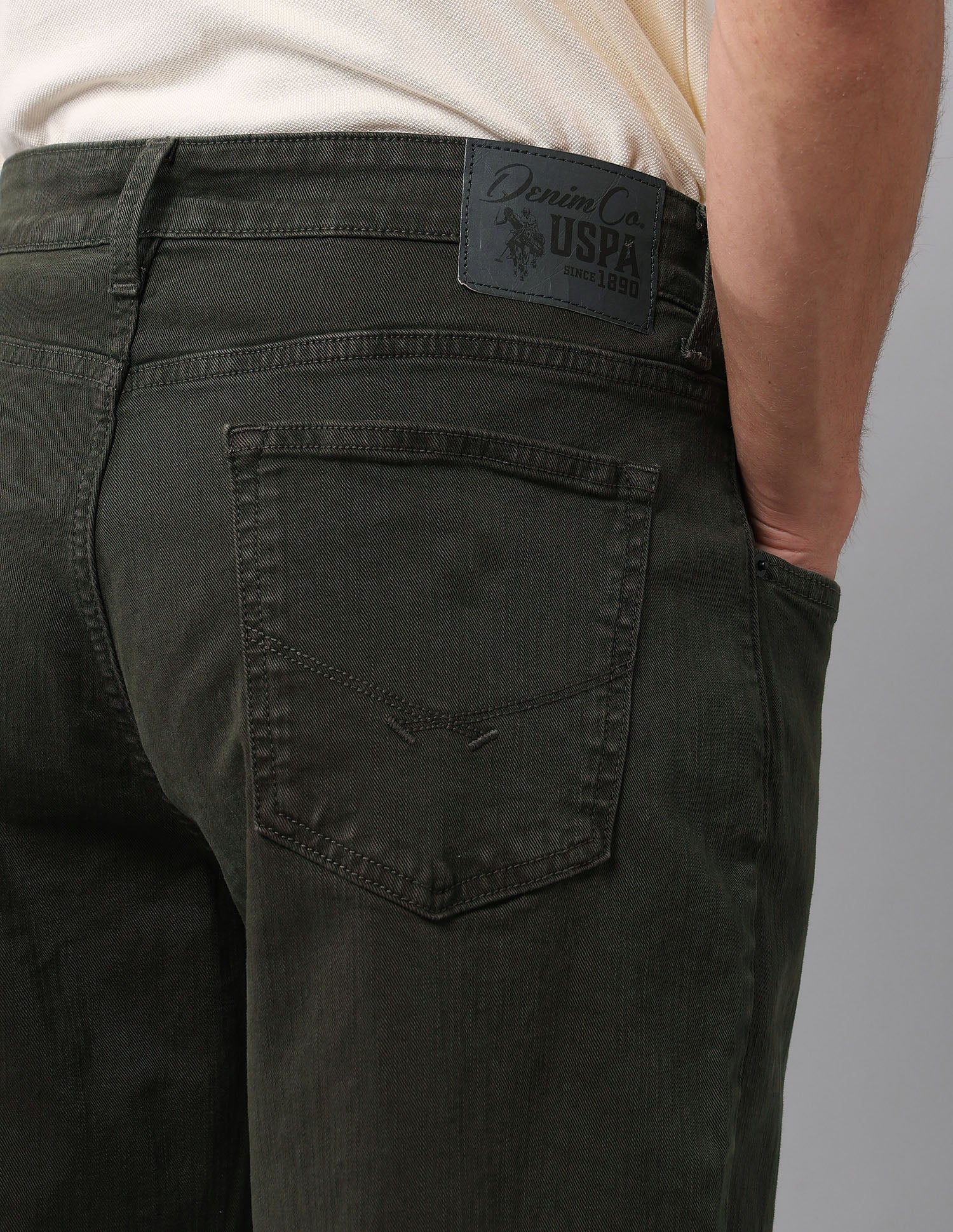 Shawn Relaxed Fit Green Jeans Olive - U.S. Polo Assn. India | Large