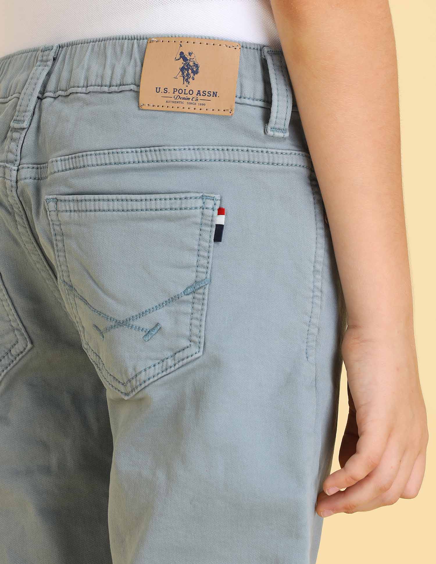 Boys Relaxed Fit Mid Rise Jeans Aqua - U.S. POLO ASSN. | Large