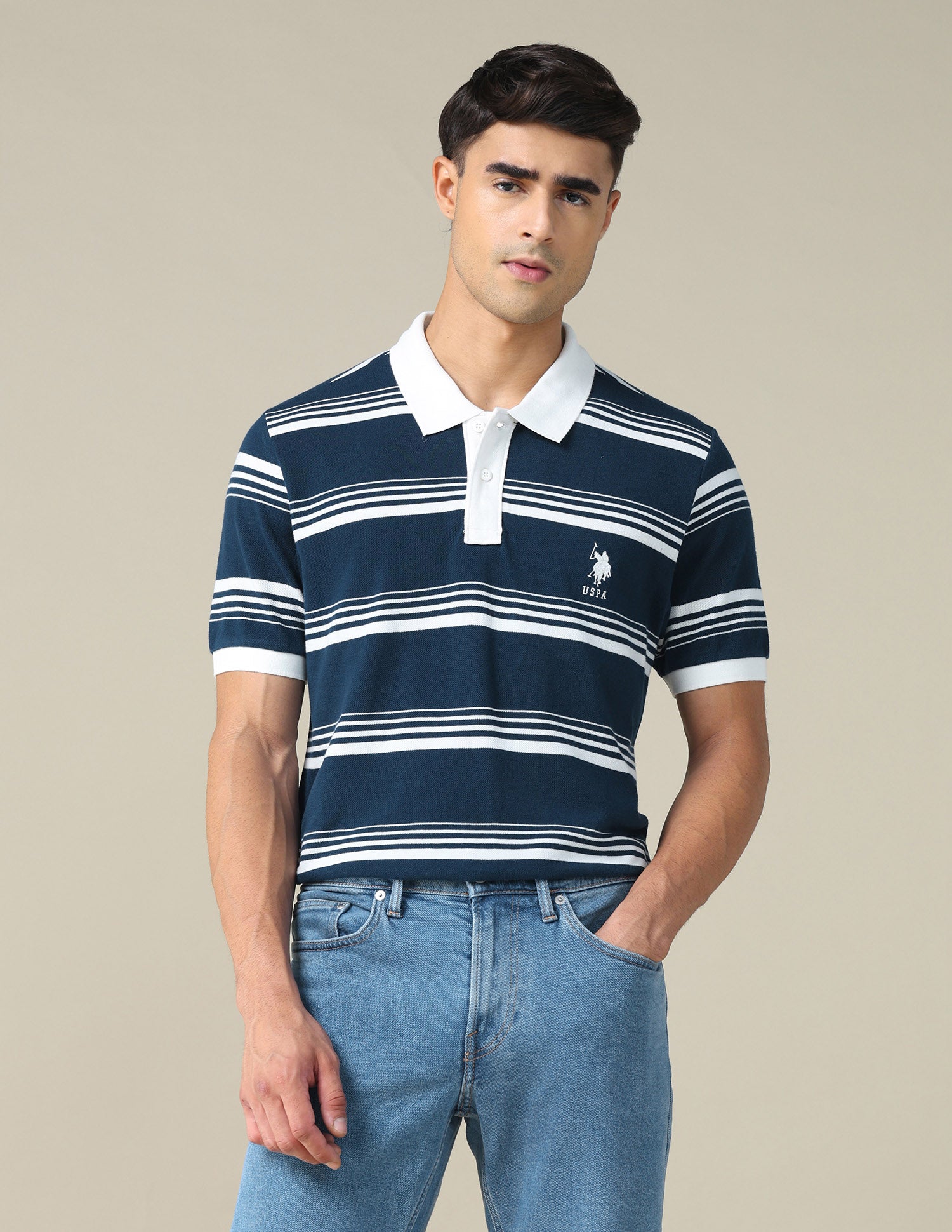 Horizontal Striped Regular Fit Polo Shirt Navy - U.S. POLO ASSN. | Large