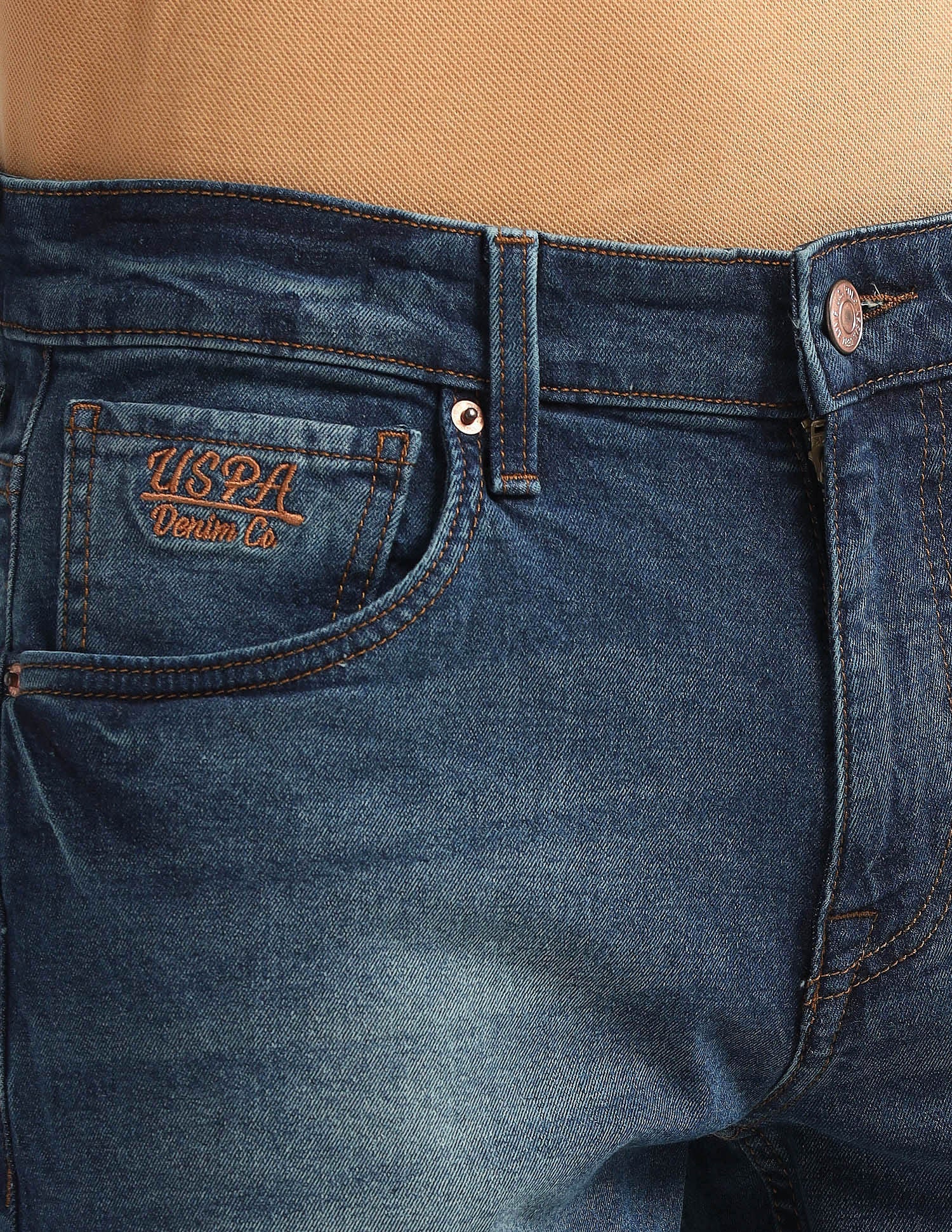 Brandon Slim Tapered Fit Blue Jeans Dark Blue - U.S. Polo Assn. India | Large