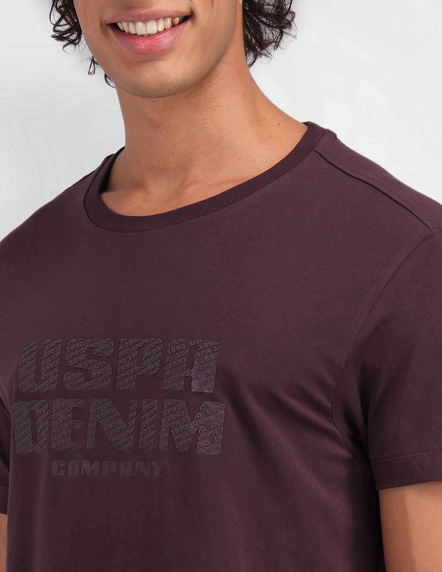 Brand Printed Muscle Fit T-Shirt Wine - U.S. Polo Assn. India | Large
