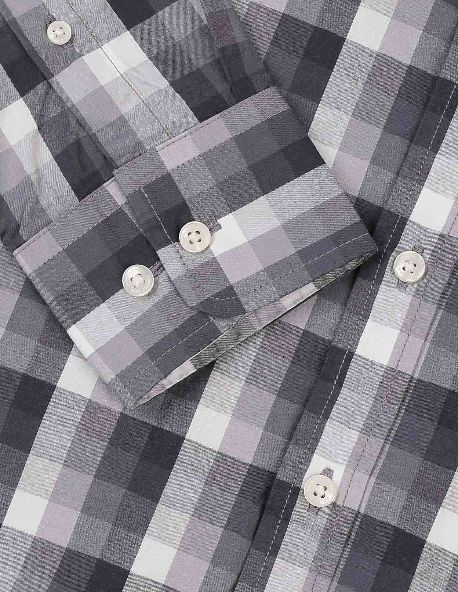 Grid Tattersall Checked Tailored Fit Shirt Light Grey - U.S. POLO ASSN. | Large