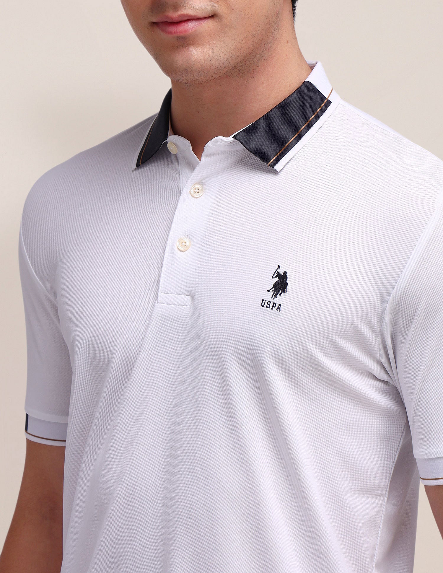 Solid Slim Fit Polo Shirt White - U.S. Polo Assn. India | Large