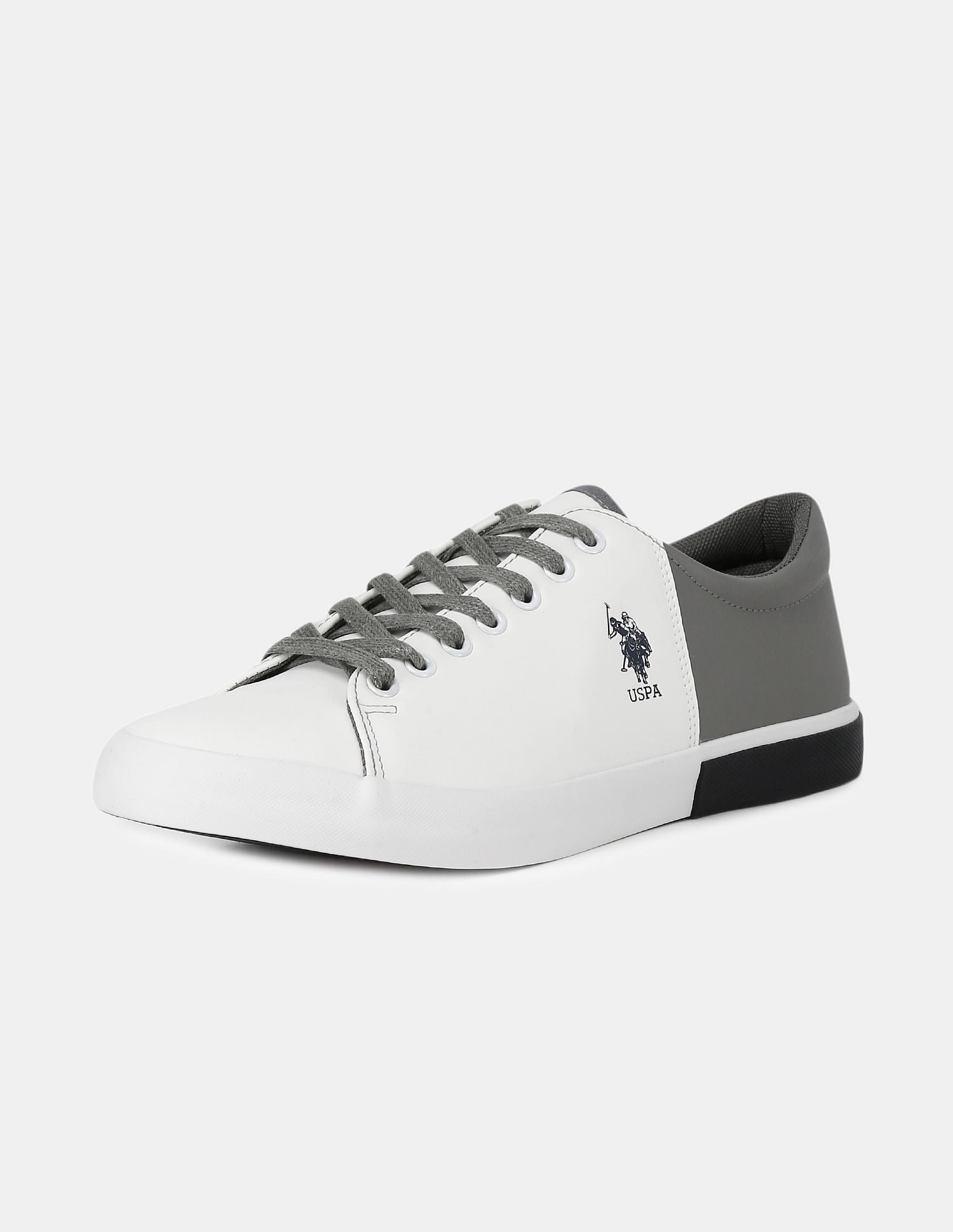 Flexible Outsole Colour Block Panel Sneakers White and Grey - U.S. POLO ASSN. | Large