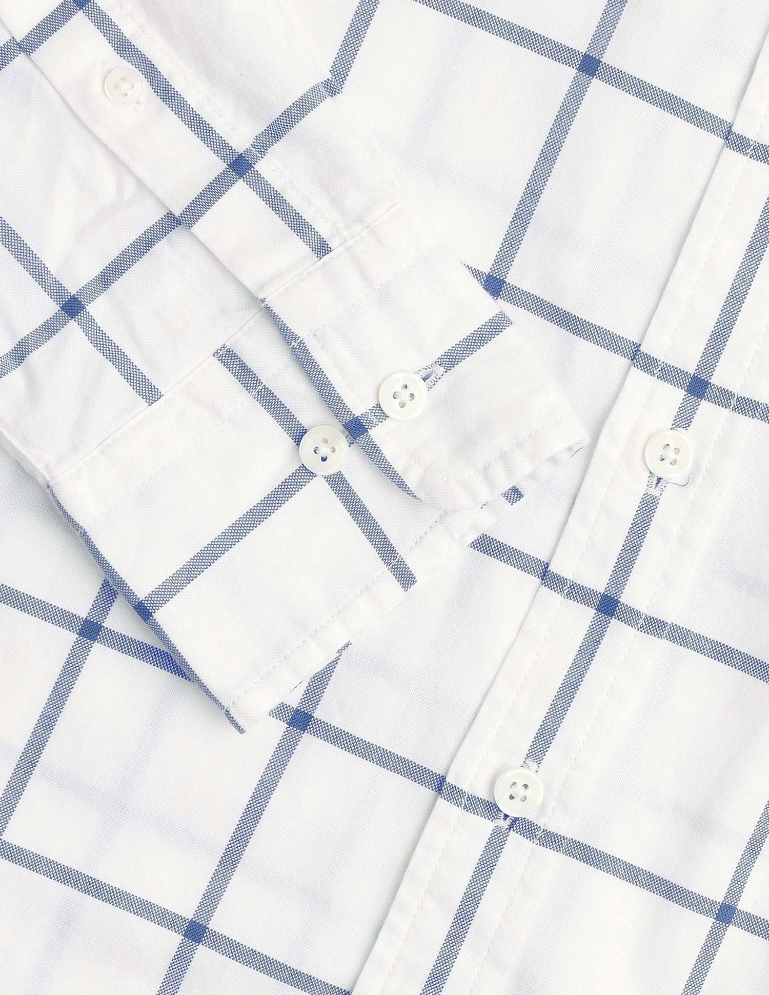 Pure Cotton Windowpane Checked Shirt Navy - U.S. Polo Assn. India | Large