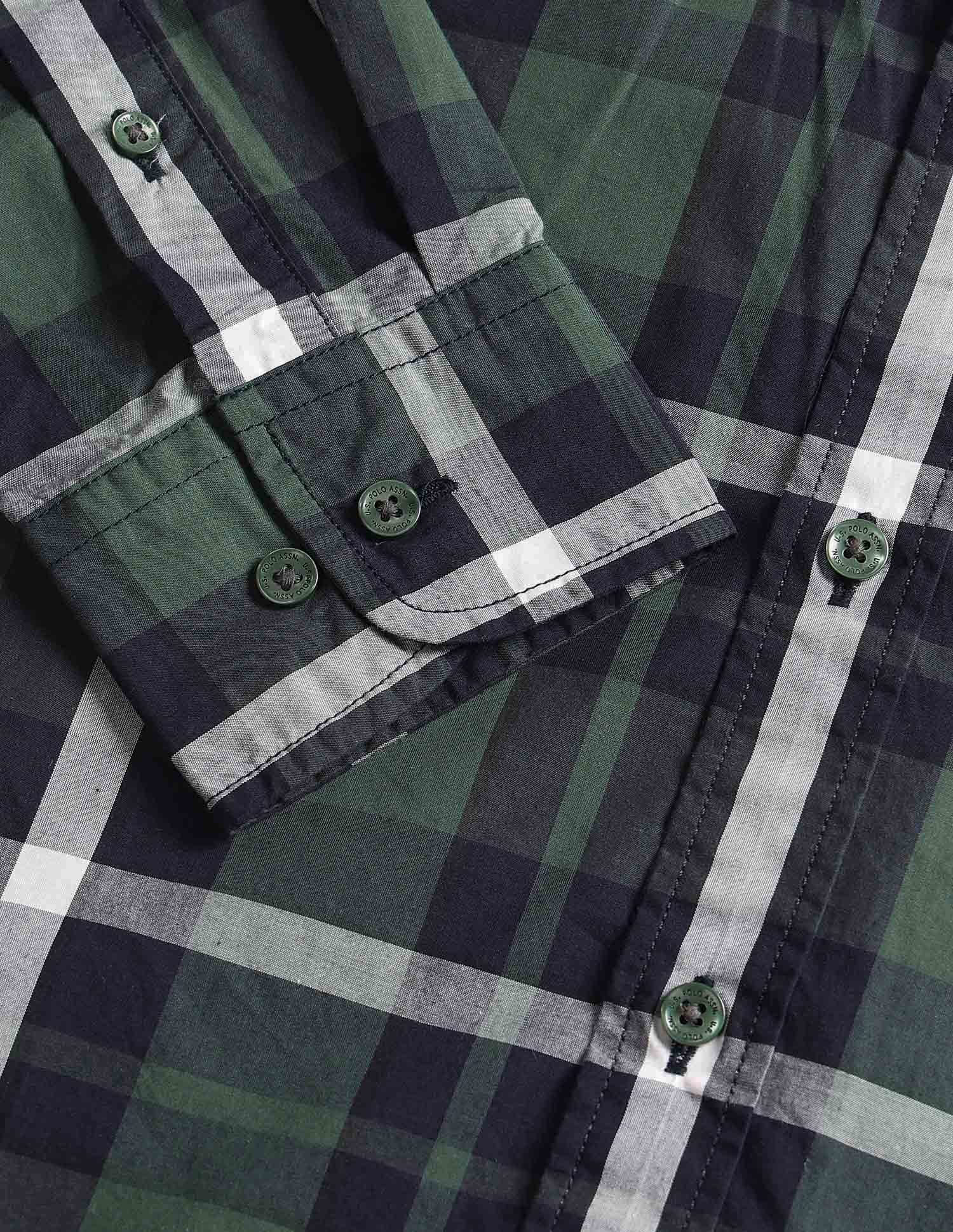 Tartan Checked Tailored Fit Shirt Green - U.S. Polo Assn. India | Large