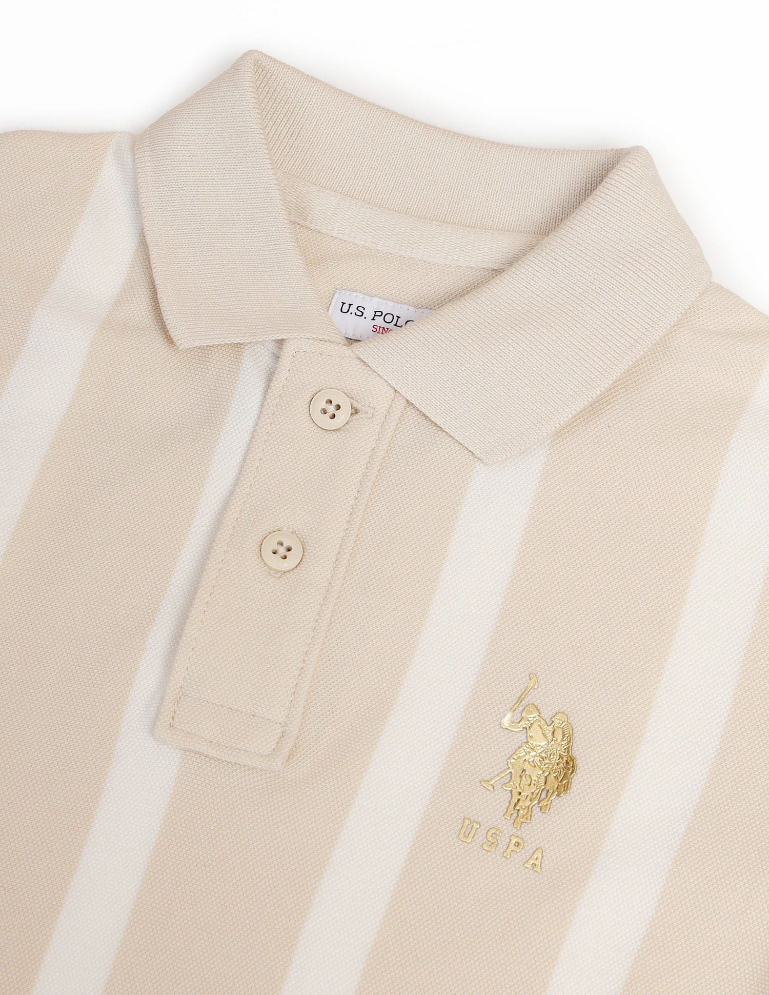 Boys Striped Polo Shirt White and Grey - U.S. Polo Assn. India | Large