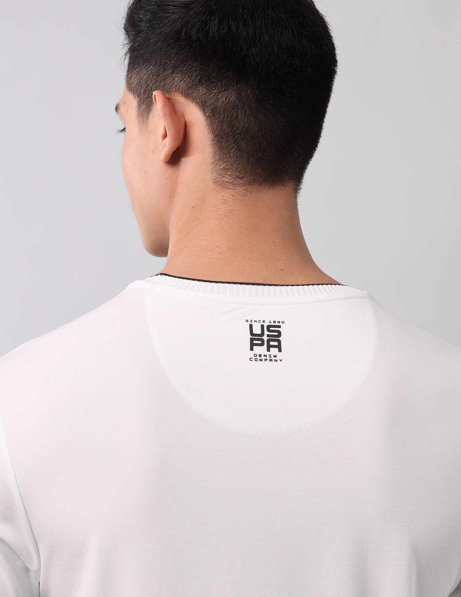 Brand Embossed Muscle Fit T-Shirt Ivory - U.S. Polo Assn. India | Large