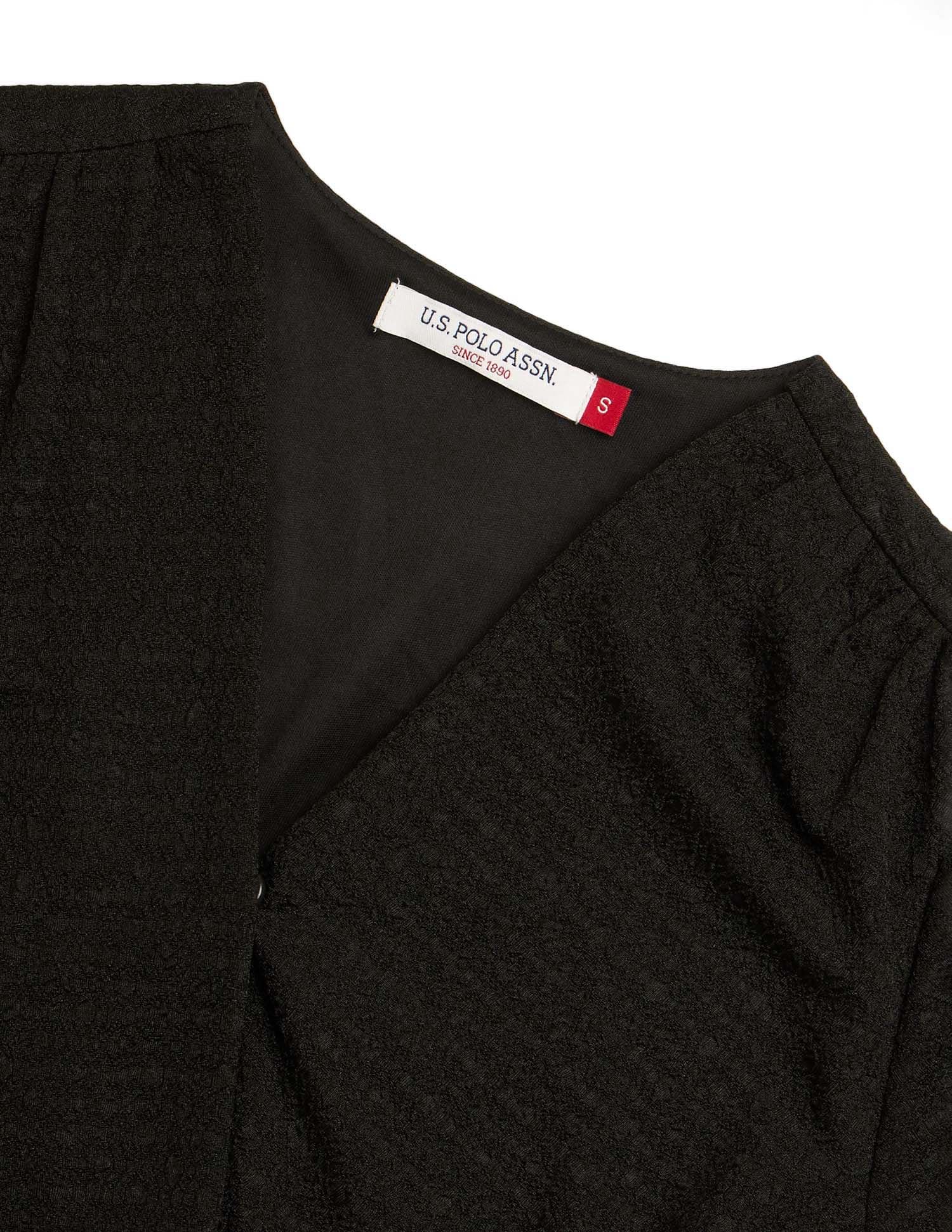 Faux Wrap Textured Mini Sheath Dress Black - U.S. POLO ASSN. | Large