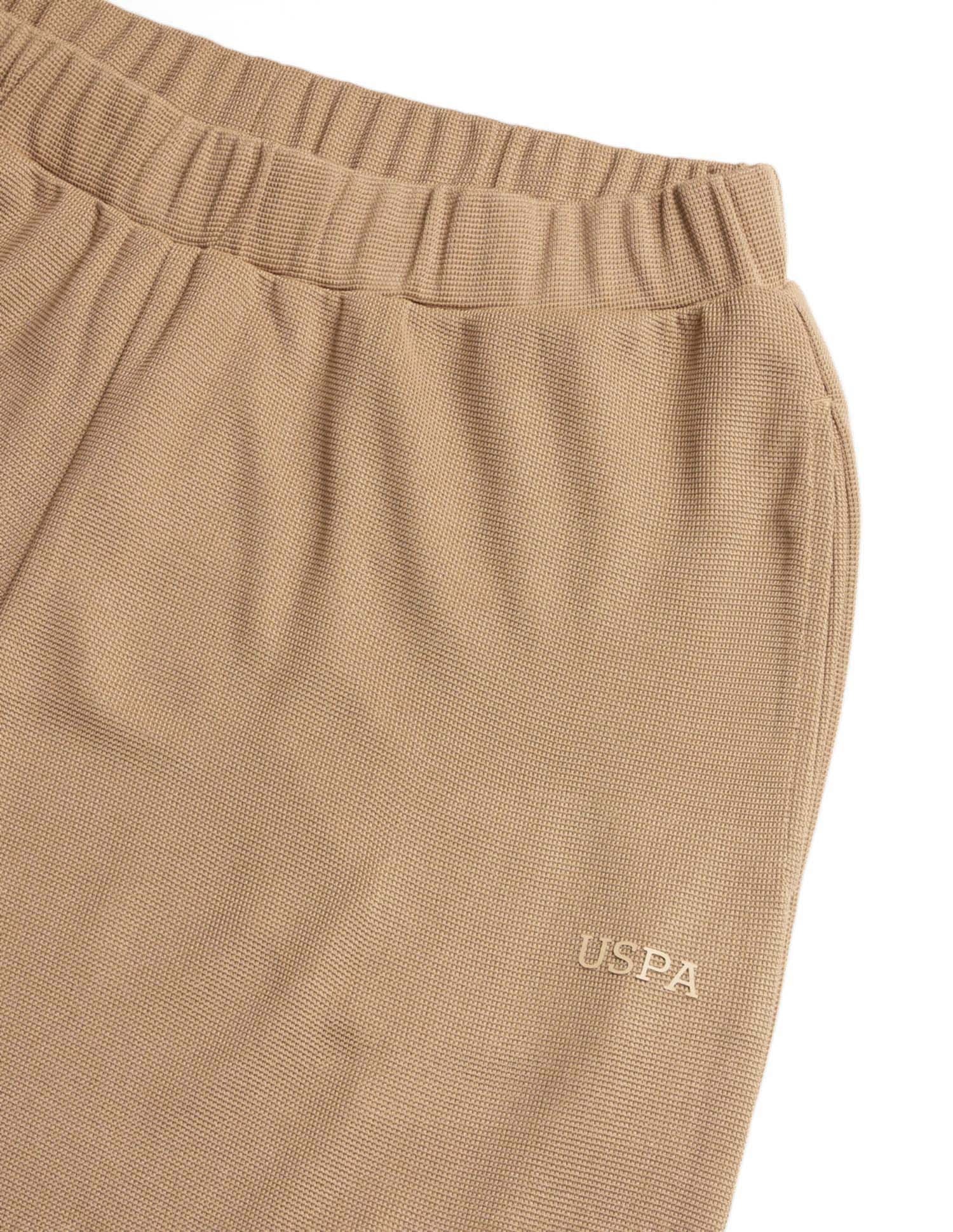 Textured Straight Fit Lounge Trousers Brown - U.S. POLO ASSN. | Large