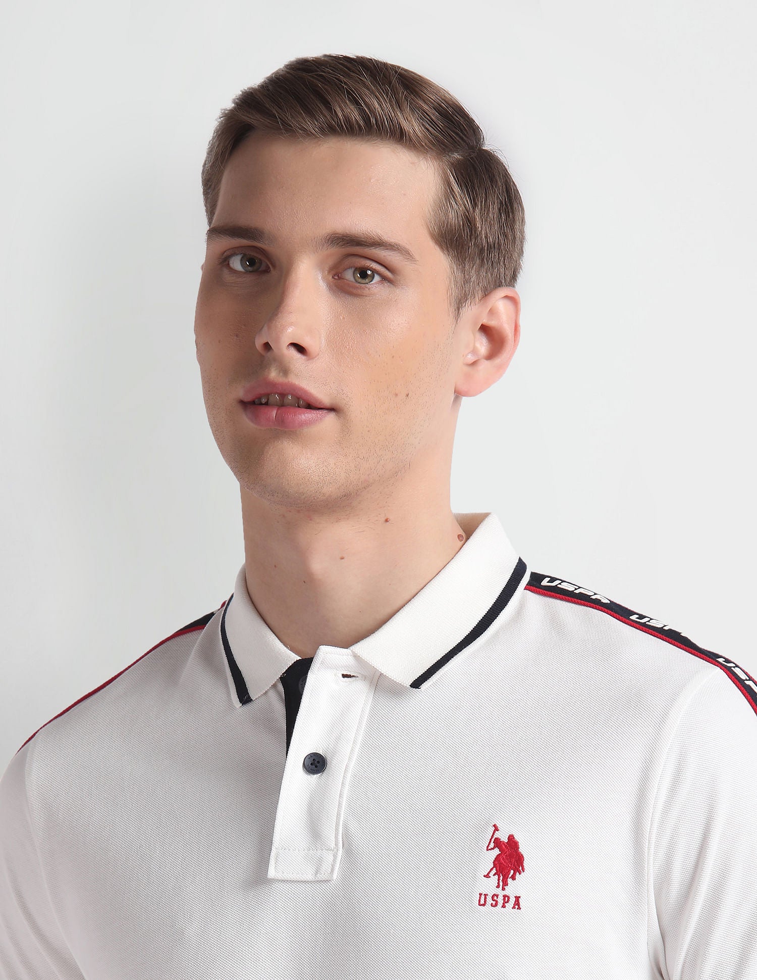 Brand Tape Cotton Polo Shirt Ivory - U.S. Polo Assn. India | Large
