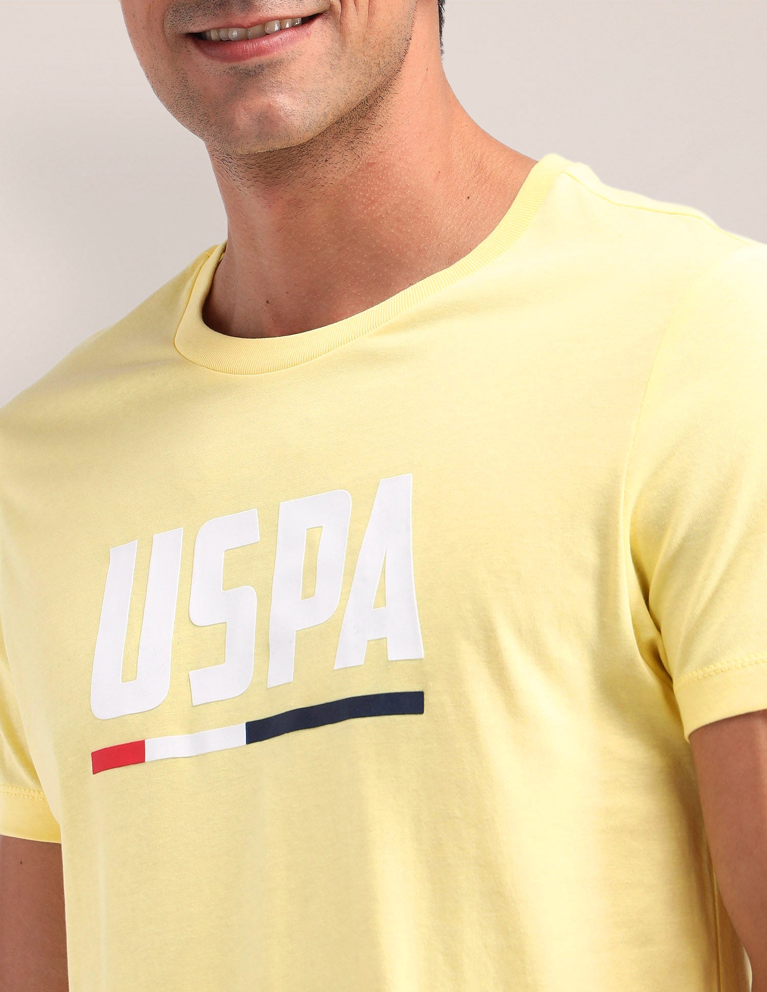 Brand Printed Cotton T-Shirt Yellow - U.S. Polo Assn. India | Large