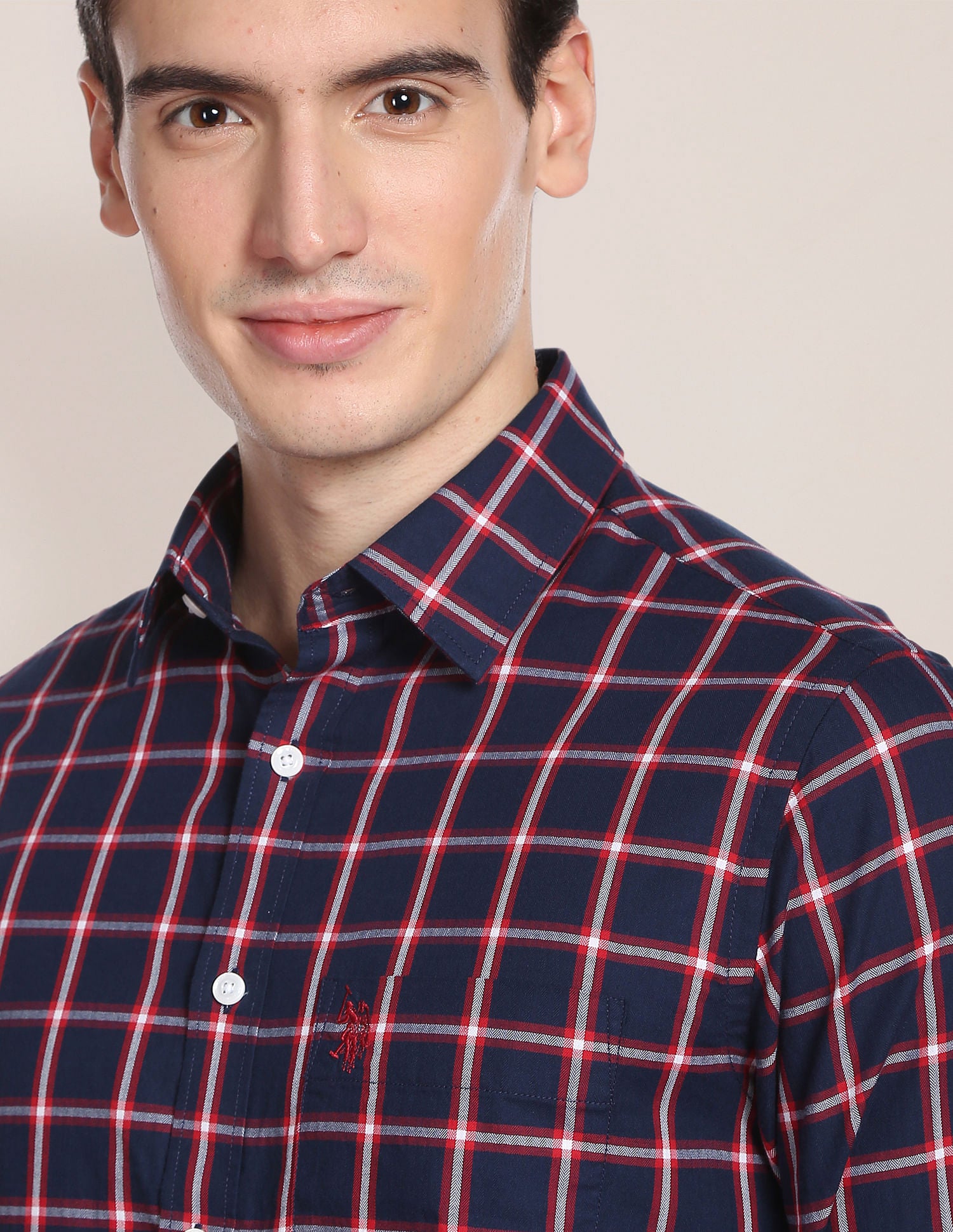 Outdoor Check Herringbone Shirt Navy - U.S. Polo Assn. India | Large