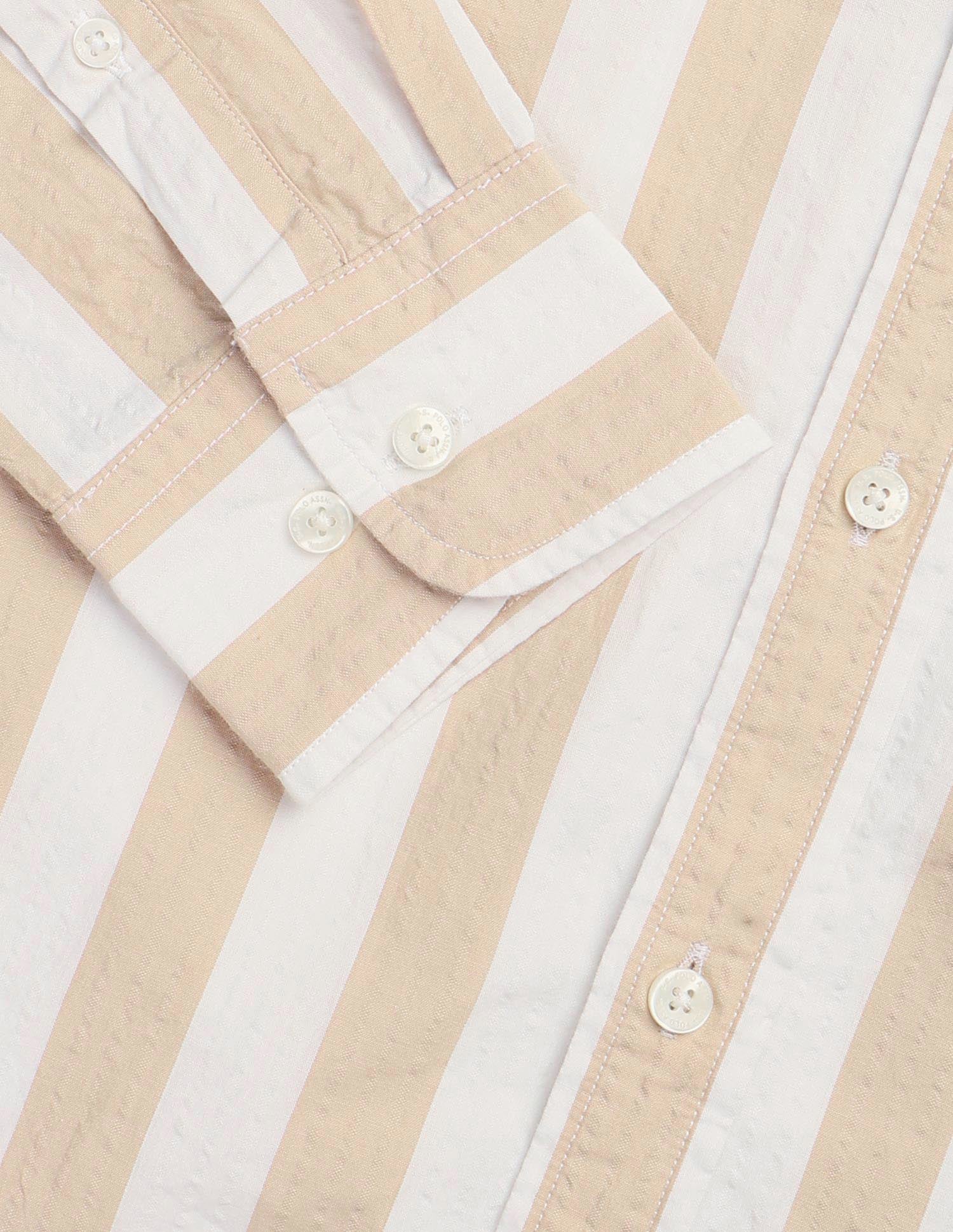 Vertical Striped Seersucker Shirt Mustard - U.S. Polo Assn. India | Large
