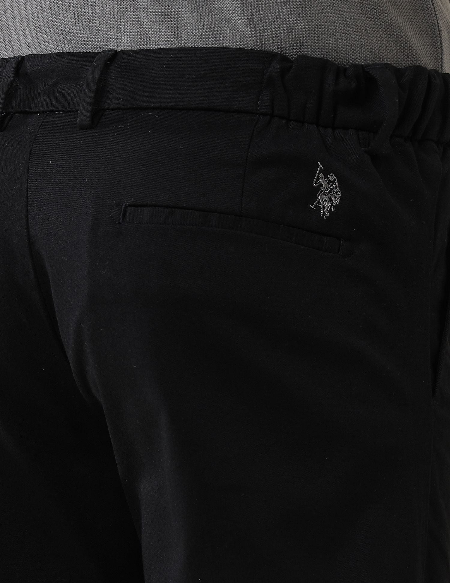 Elasticized Waist Slim Fit Trousers Black - U.S. POLO ASSN. | Large