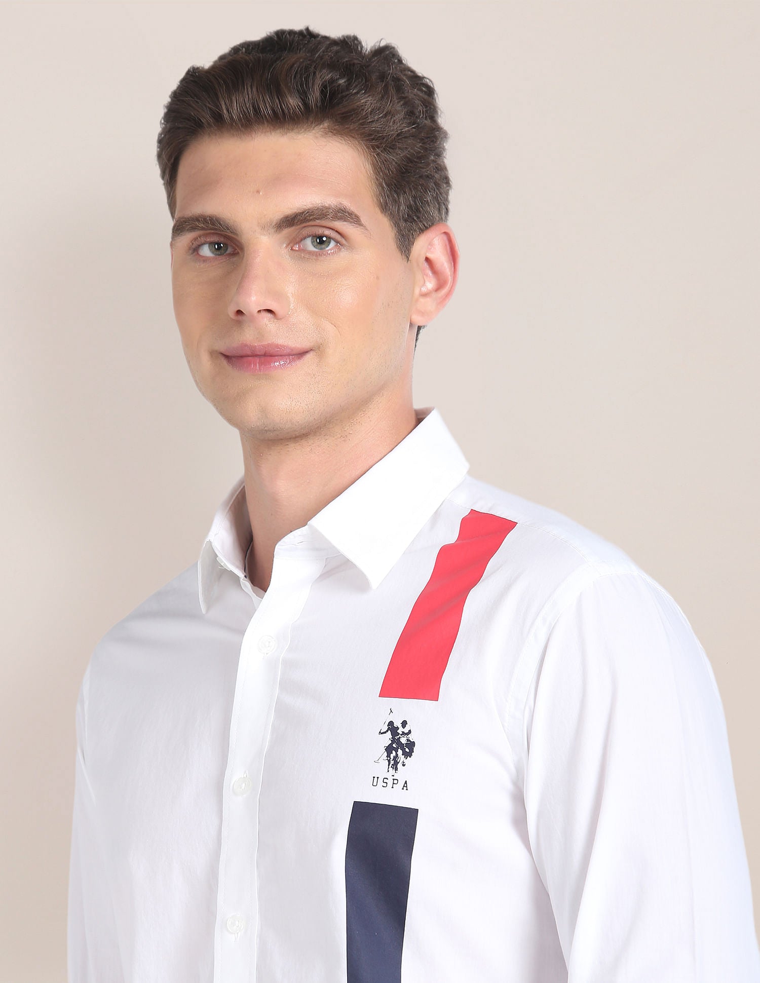 Vertical Stripe Cotton Shirt White - U.S. POLO ASSN. | Large