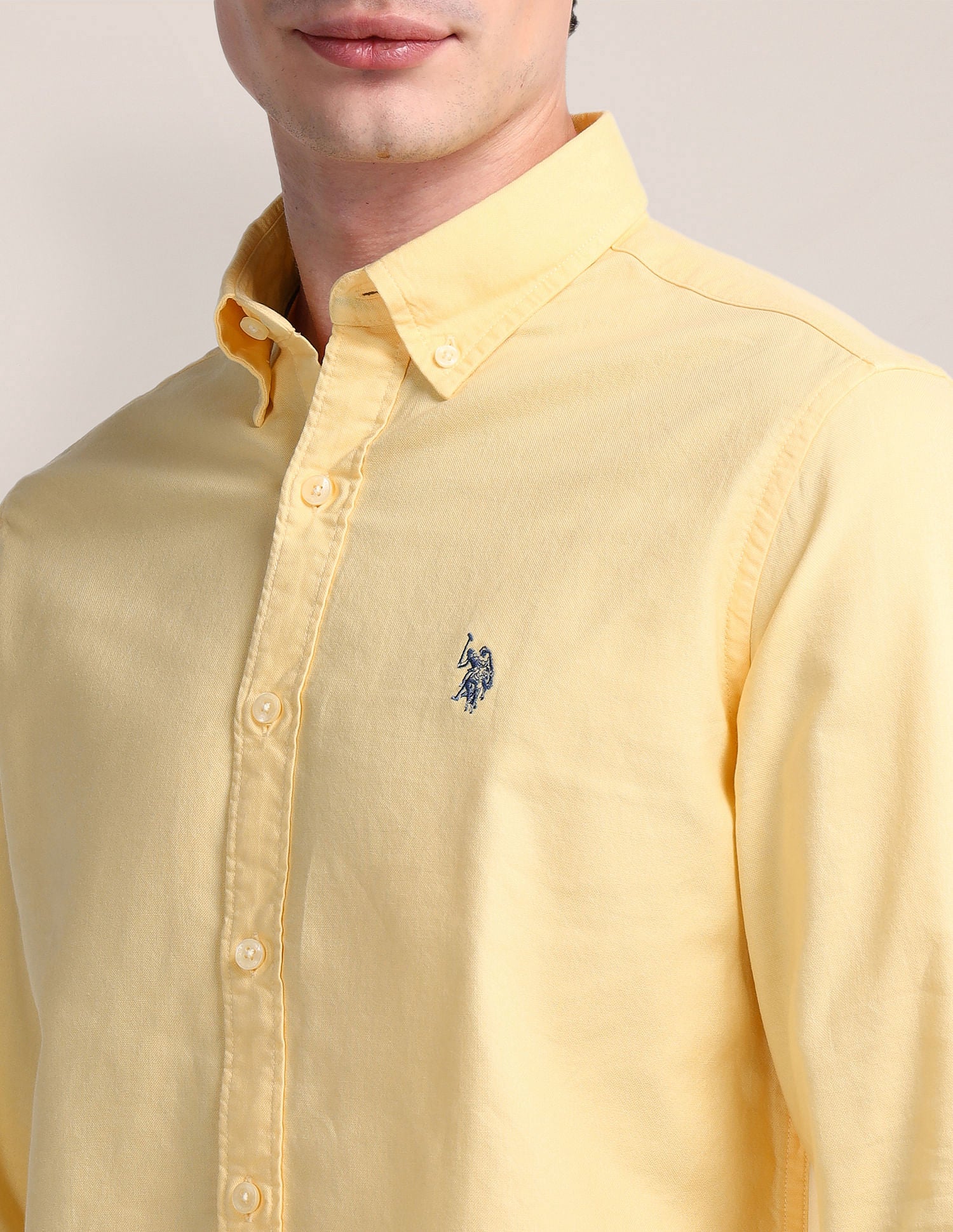 Tailored Fit Solid Shirt Yellow - U.S. Polo Assn. India | Large