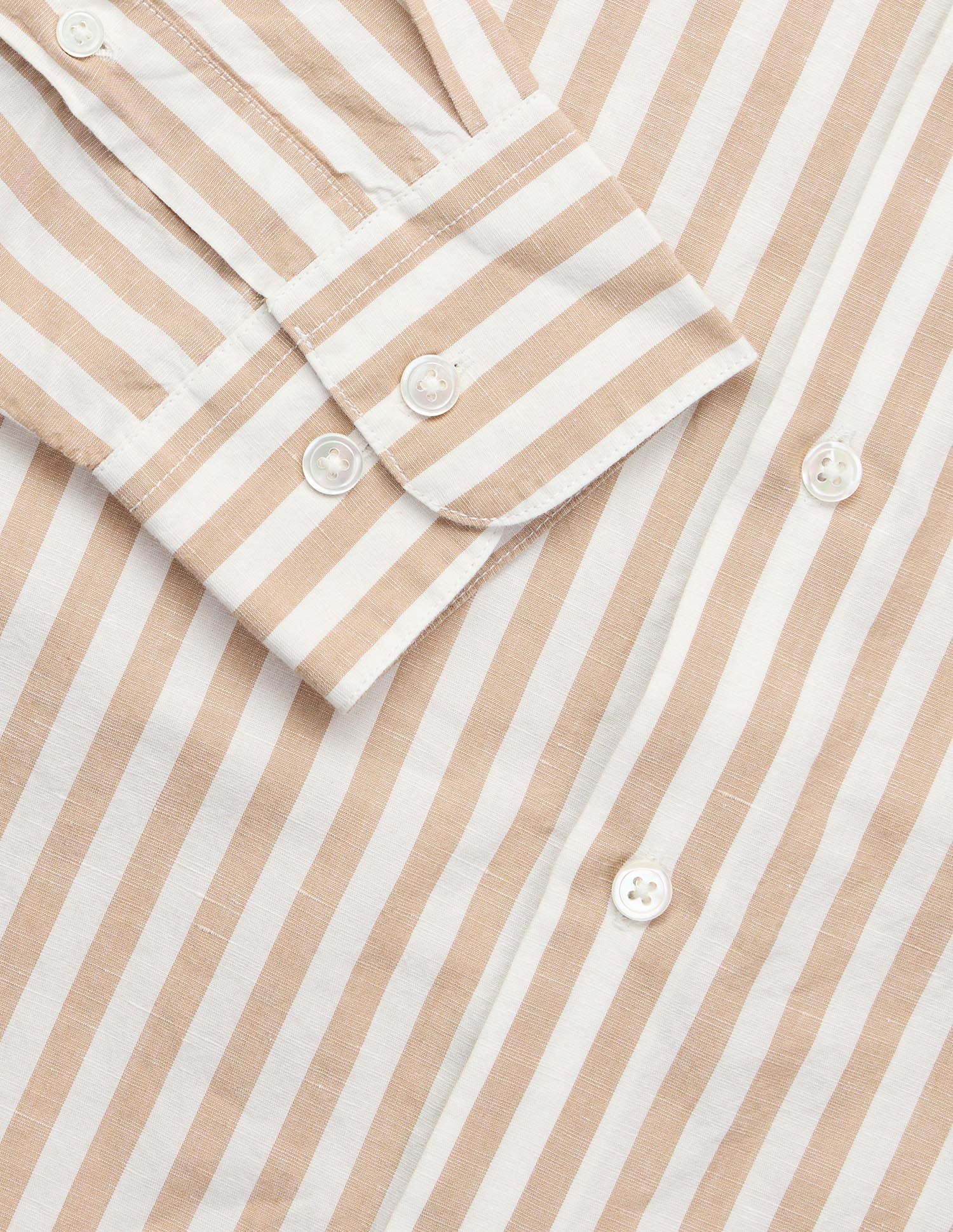 Pacho X Vertical Stripe Cotton Linen Shirt Beige - U.S. POLO ASSN. | Large
