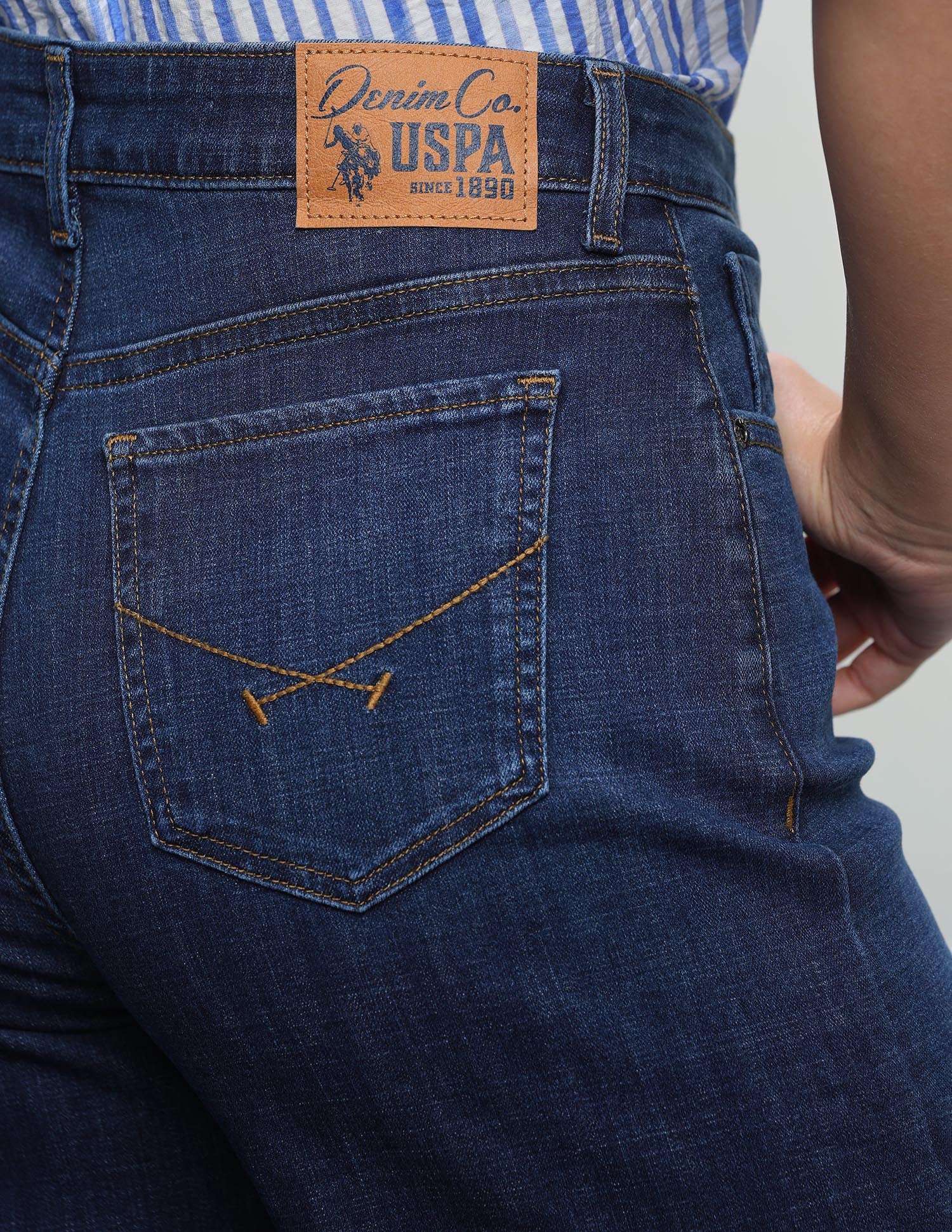 High Rise Wide Leg Fit Jeans Dark Blue - U.S. Polo Assn. India | Large