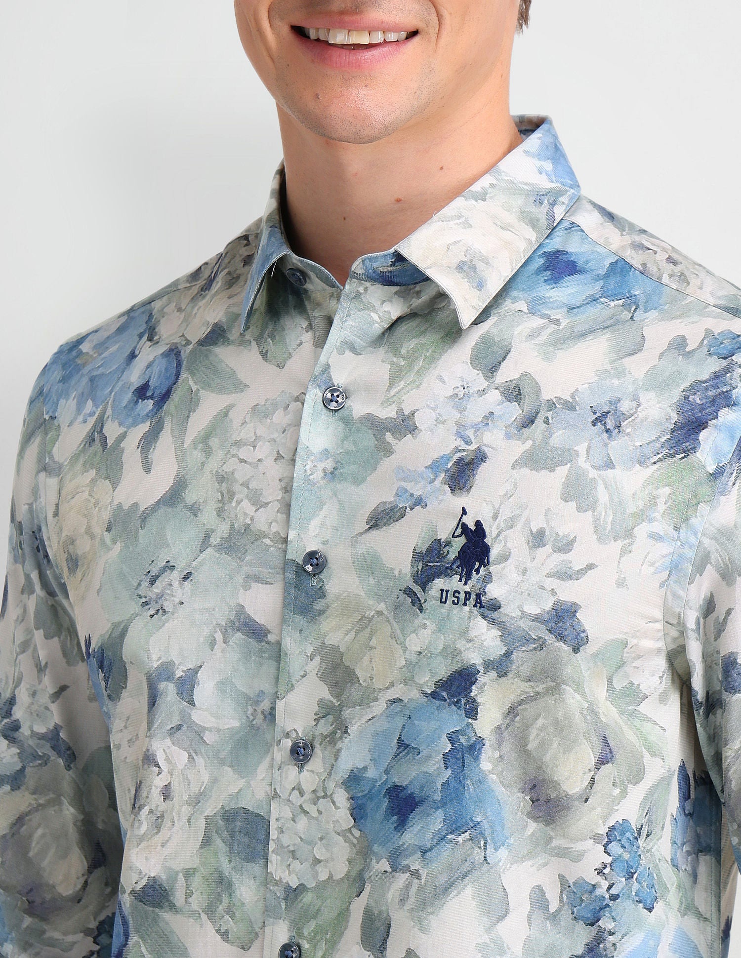 Satin Digital Print Shirt Light Green - U.S. Polo Assn. India | Large
