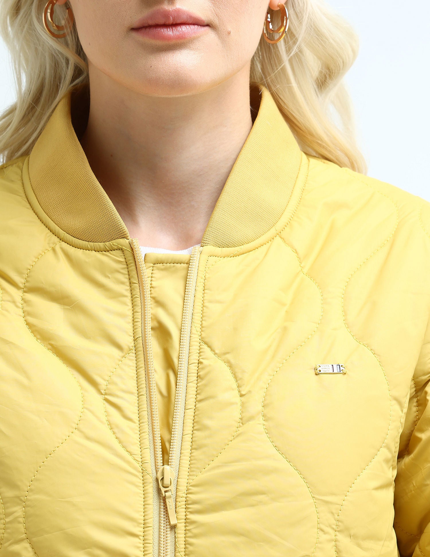 Stand Collar Quilted Jacket Mustard - U.S. POLO ASSN. | Large