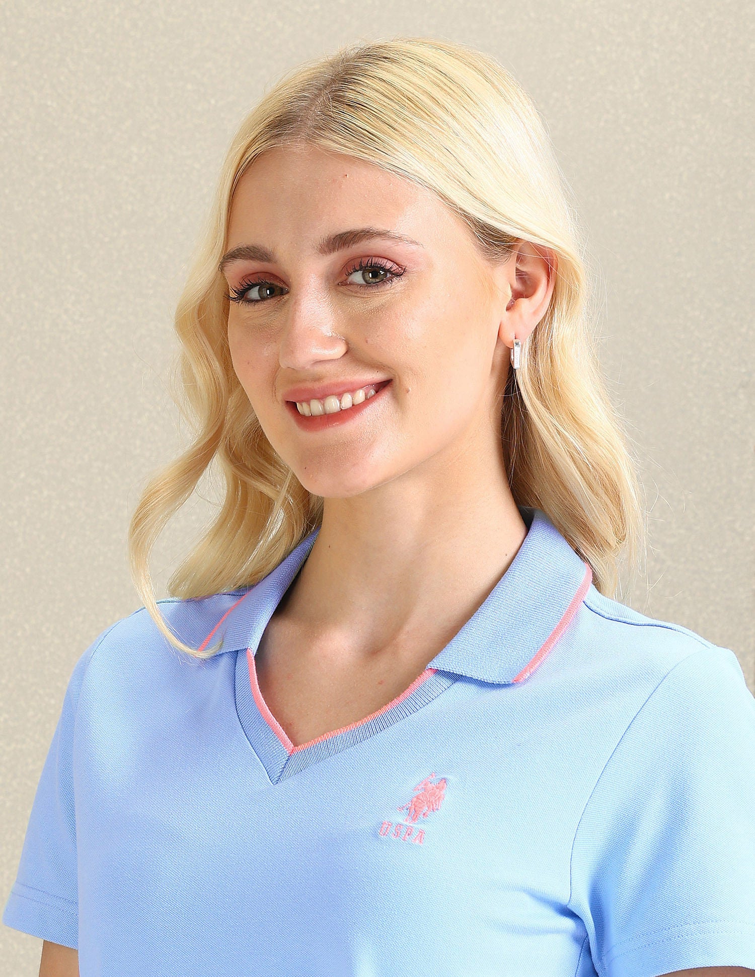 V-Neck Solid Polo Shirt Light Blue - U.S. POLO ASSN. | Large