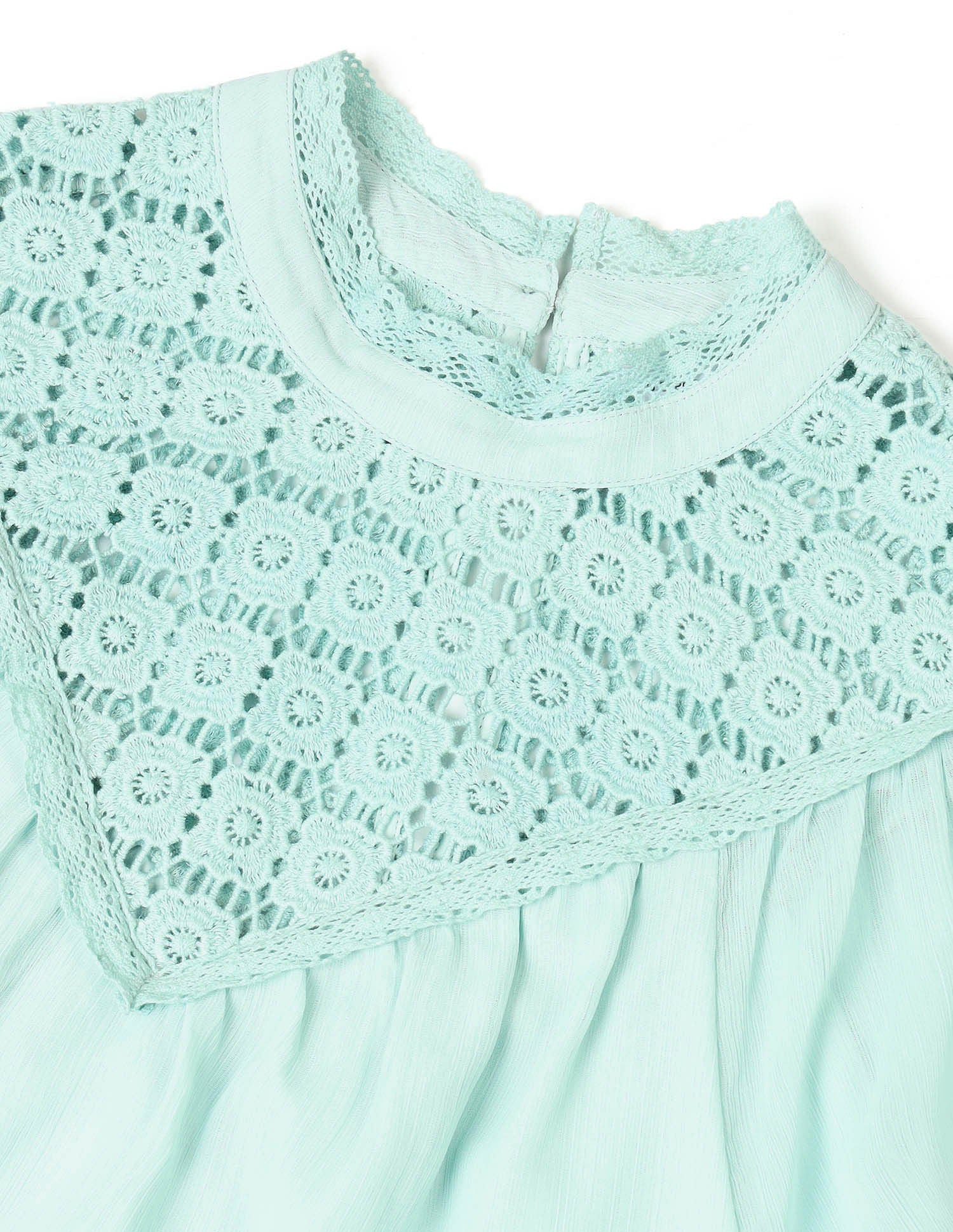 Lace Detailed Top Blue - U.S. POLO ASSN. | Large