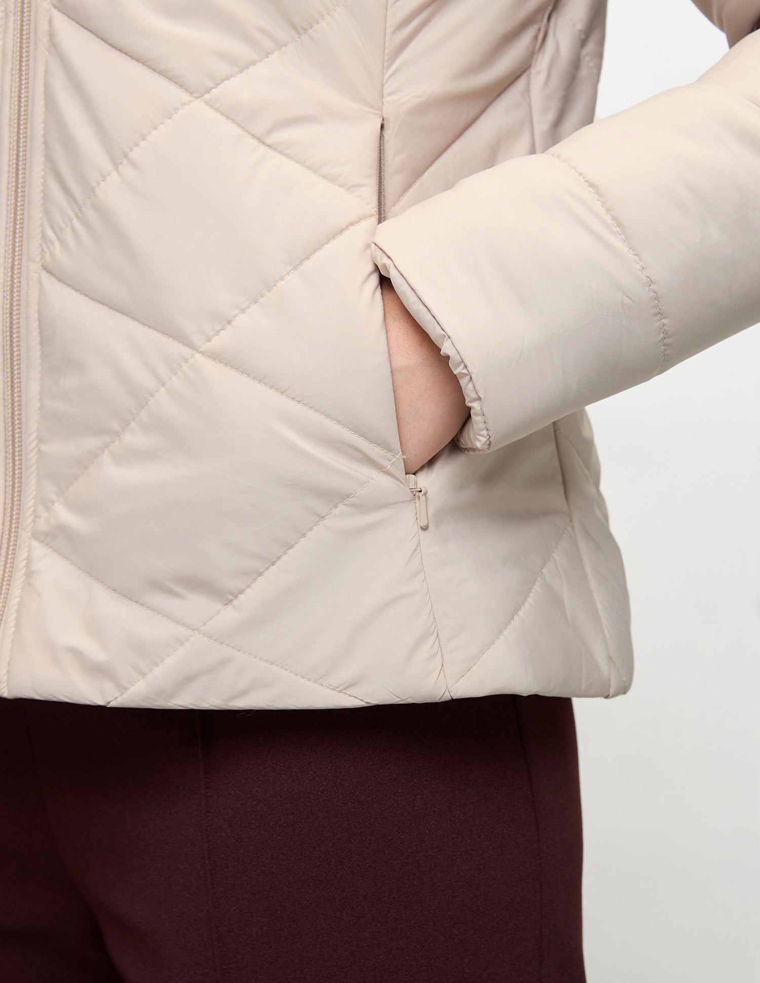 Solid Regular Fit Quilted Jacket Beige - U.S. Polo Assn. India | Large