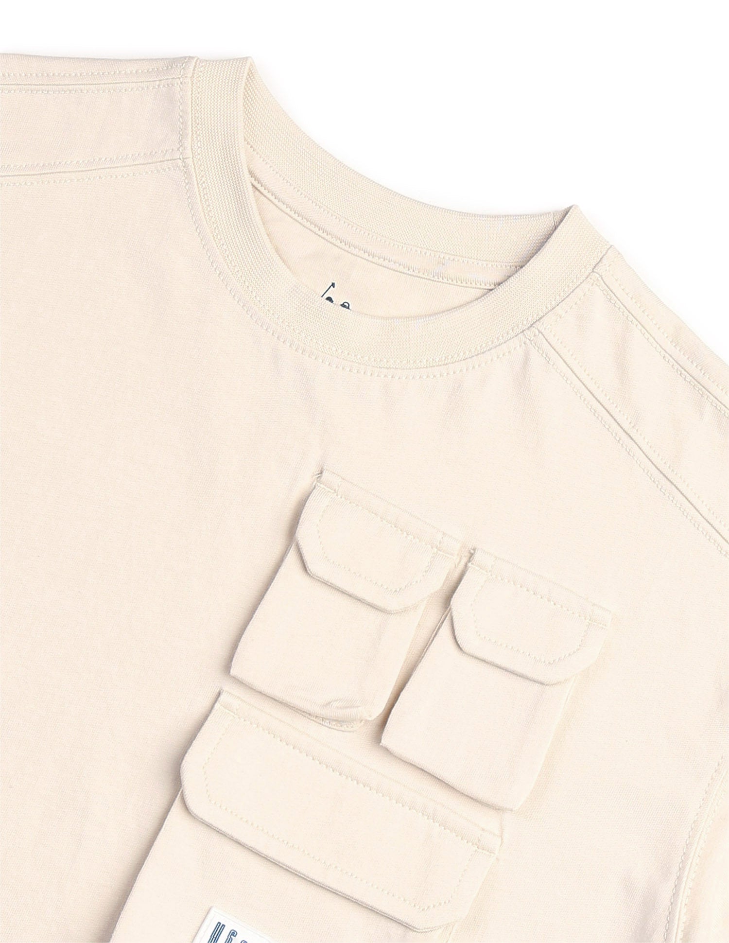 Boys Regular Fit Solid T-Shirt Off White - U.S. POLO ASSN. | Large