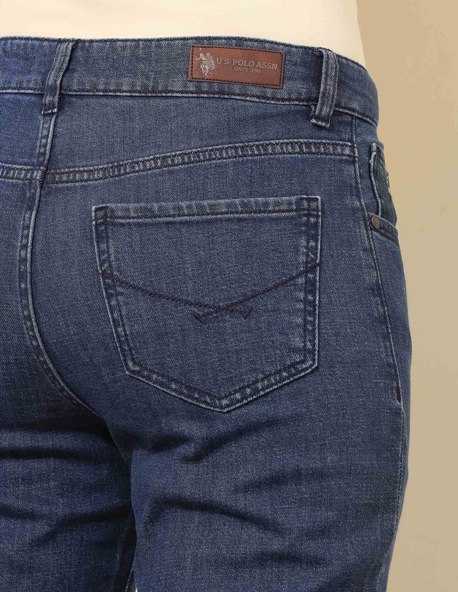 High Rise Straight Fit Jeans Dark Blue - U.S. Polo Assn. India | Large