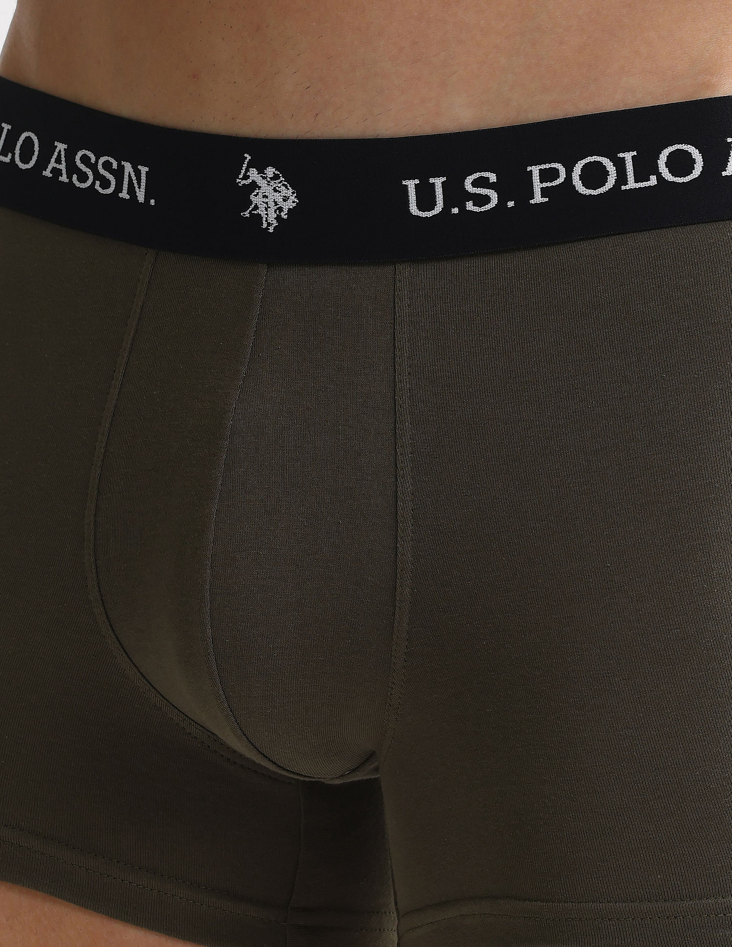 Elastic Waistband Ribbed Solid OET10 Trunks - Pack Of 2 Camo Olive and Dark Olive - U.S. POLO ASSN. | Large