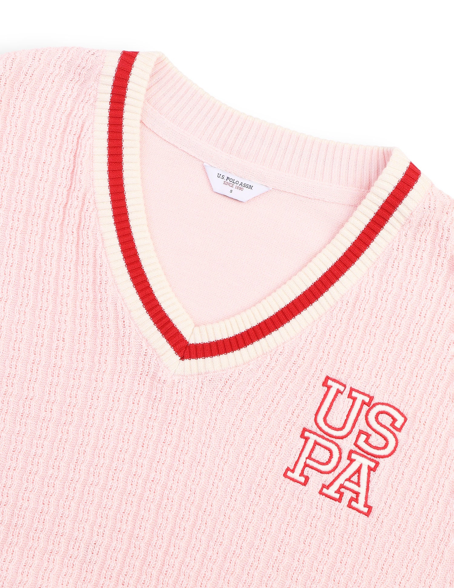 Textured Regular Fit Sweater Pink - U.S. Polo Assn. India | Large