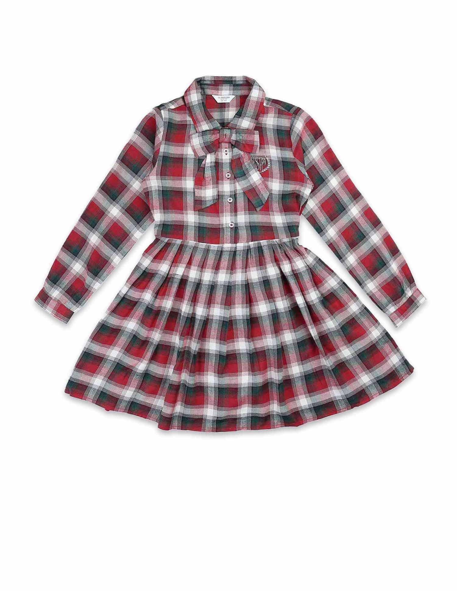 Girls Checked Shirt Dress Red - U.S. POLO ASSN. | Large