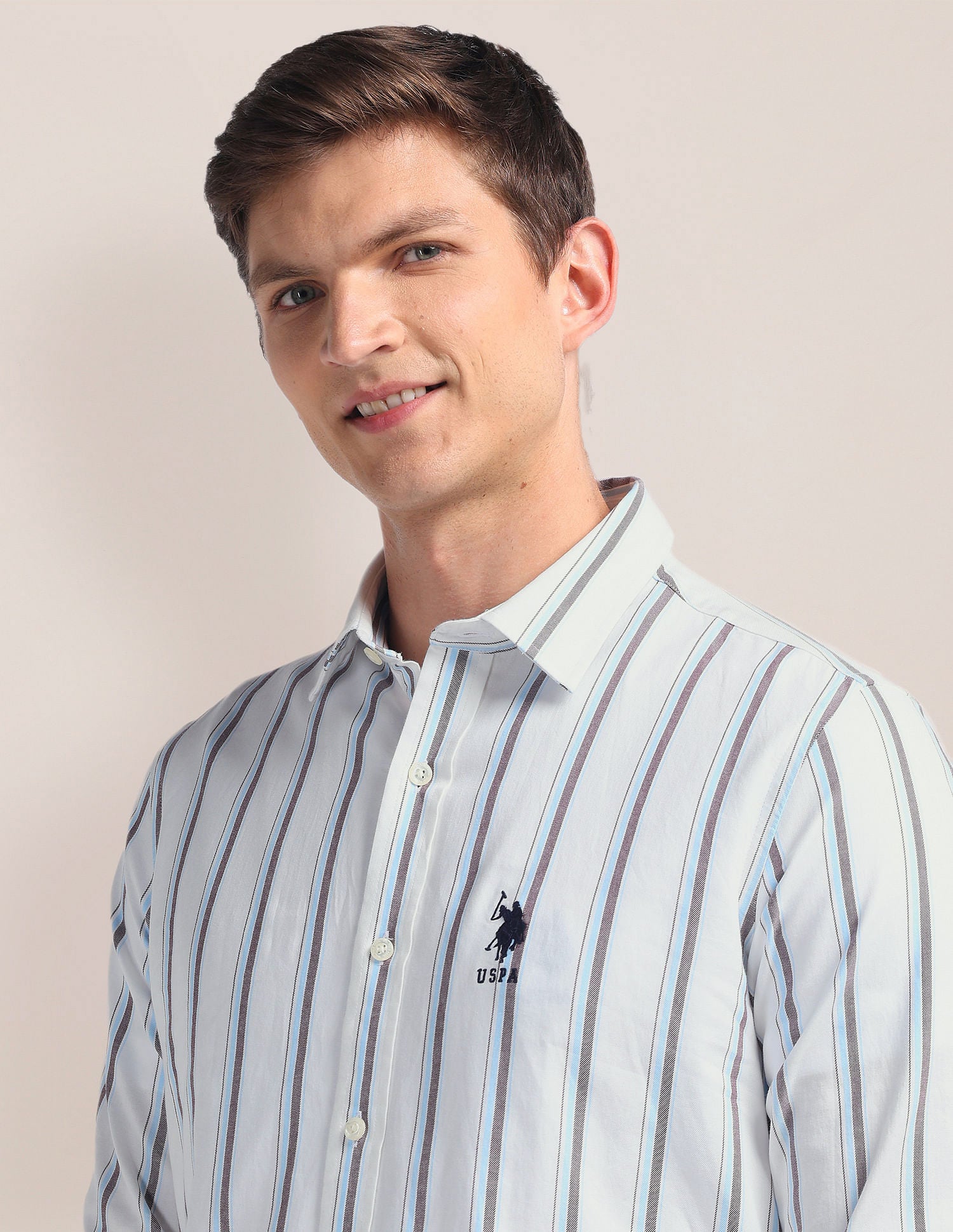 Tailored Vertical Stripes Shirt White - U.S. POLO ASSN. | Large