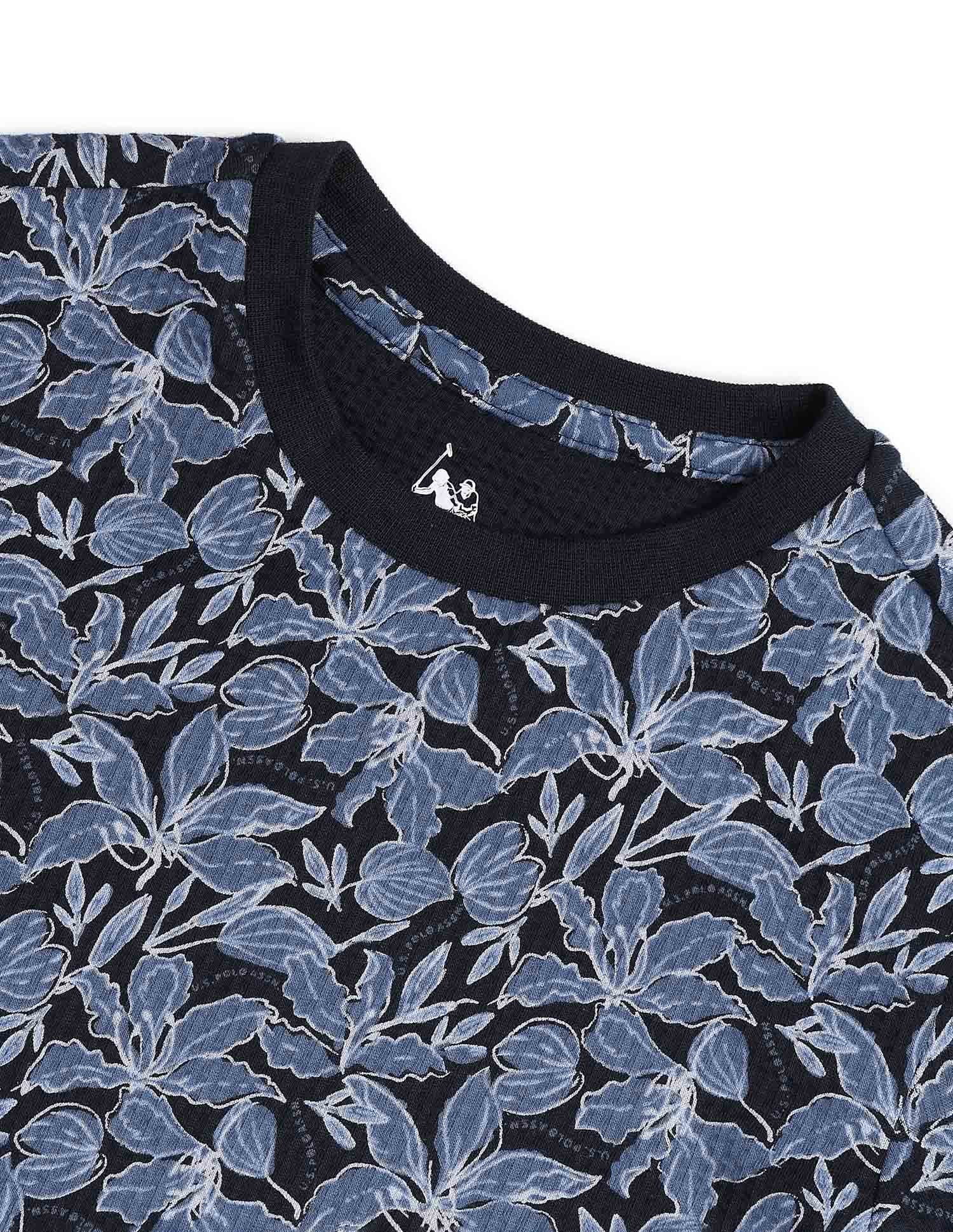 Boys All Over Printed Regular Fit T-Shirt Navy - U.S. POLO ASSN. | Large