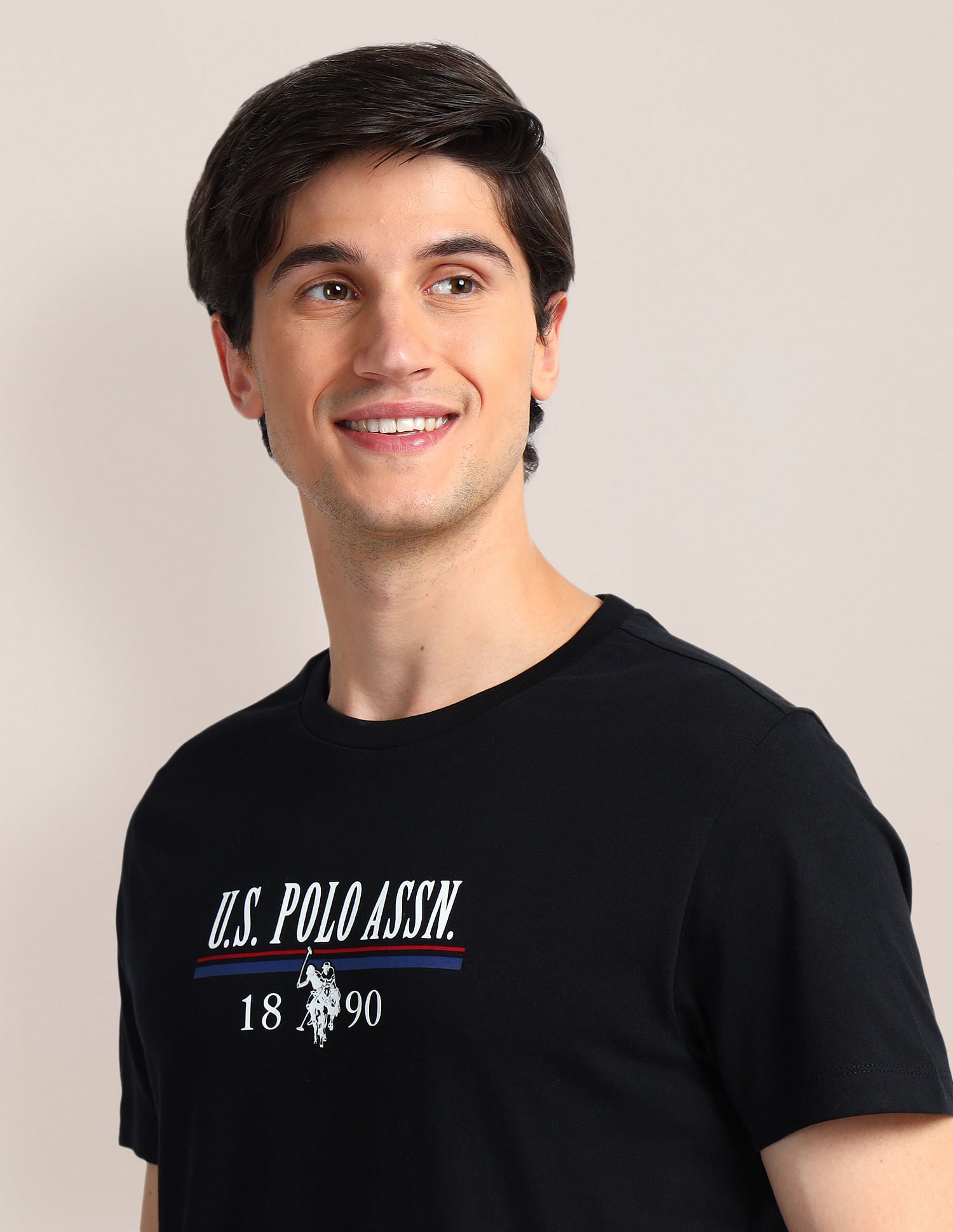 Brand Print Slim Fit T-Shirt Black - U.S. Polo Assn. India | Large