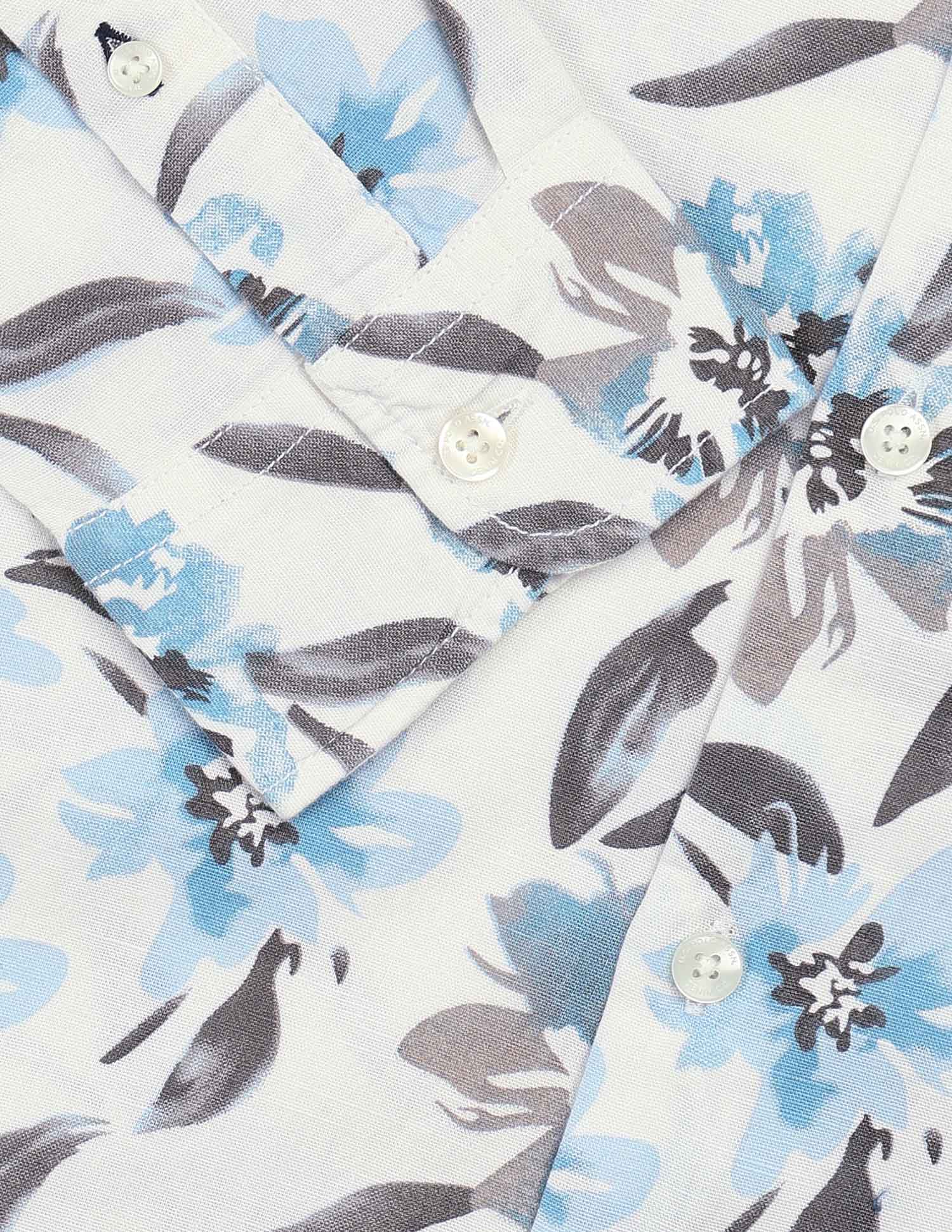 Floral Printed Pure Cotton Shirt Ivory - U.S. POLO ASSN. | Large