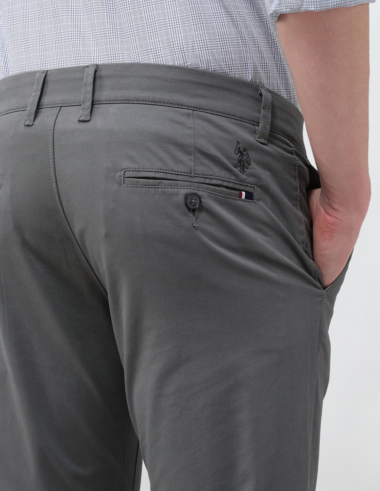 Denver Slim Fit Satin Trousers Dark Grey - U.S. Polo Assn. India | Large