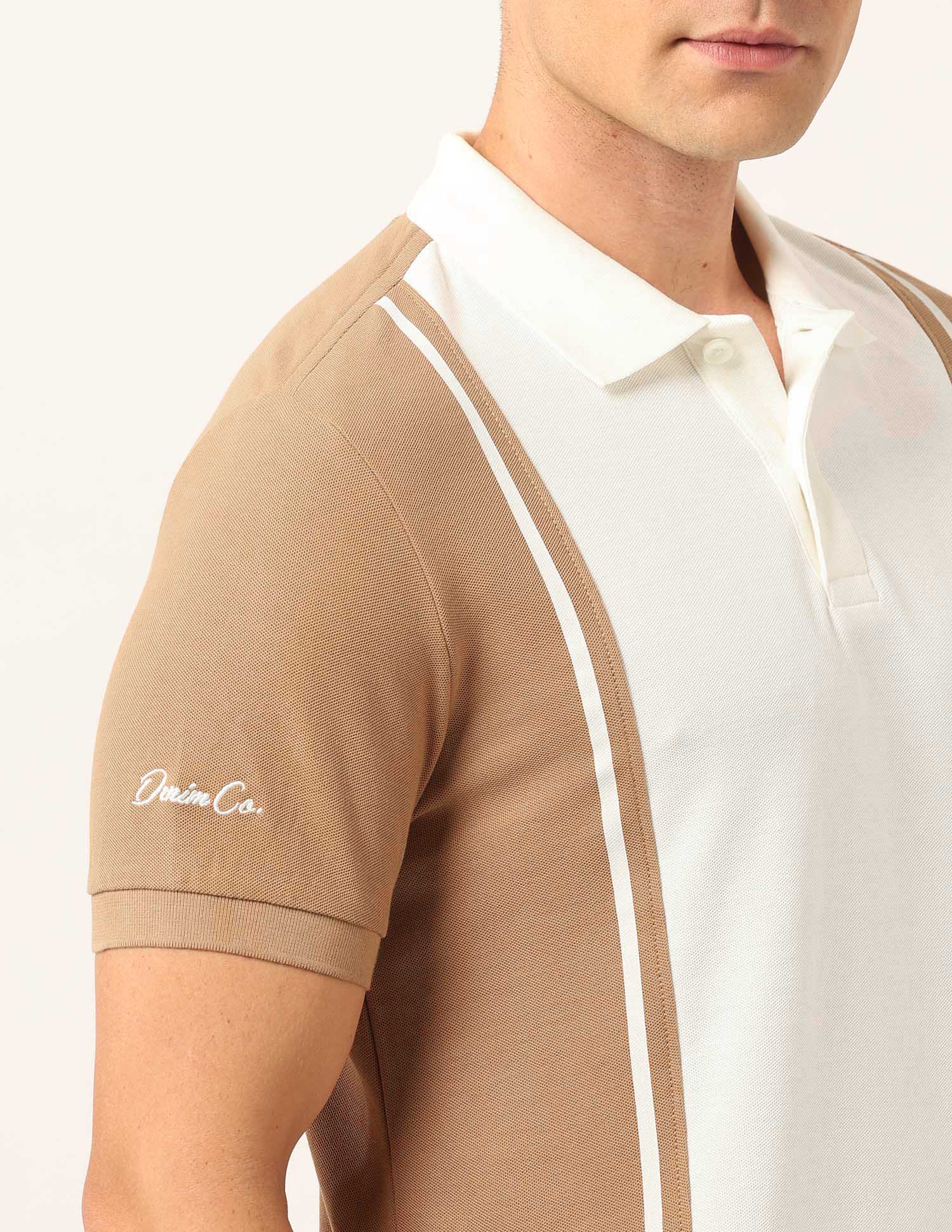 Colourblocked Muscle Fit Polo Shirt Khaki - U.S. Polo Assn. India | Large