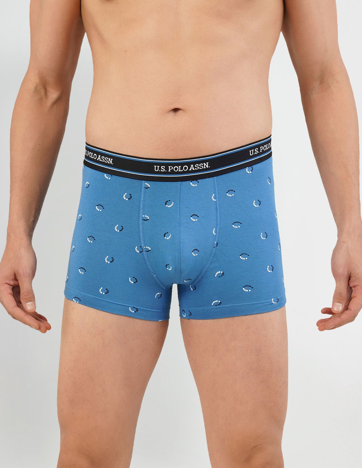 All Over Print Cotton Spandex I616 Trunks - Pack Of 2 Blue and Navy - U.S. POLO ASSN. | Large