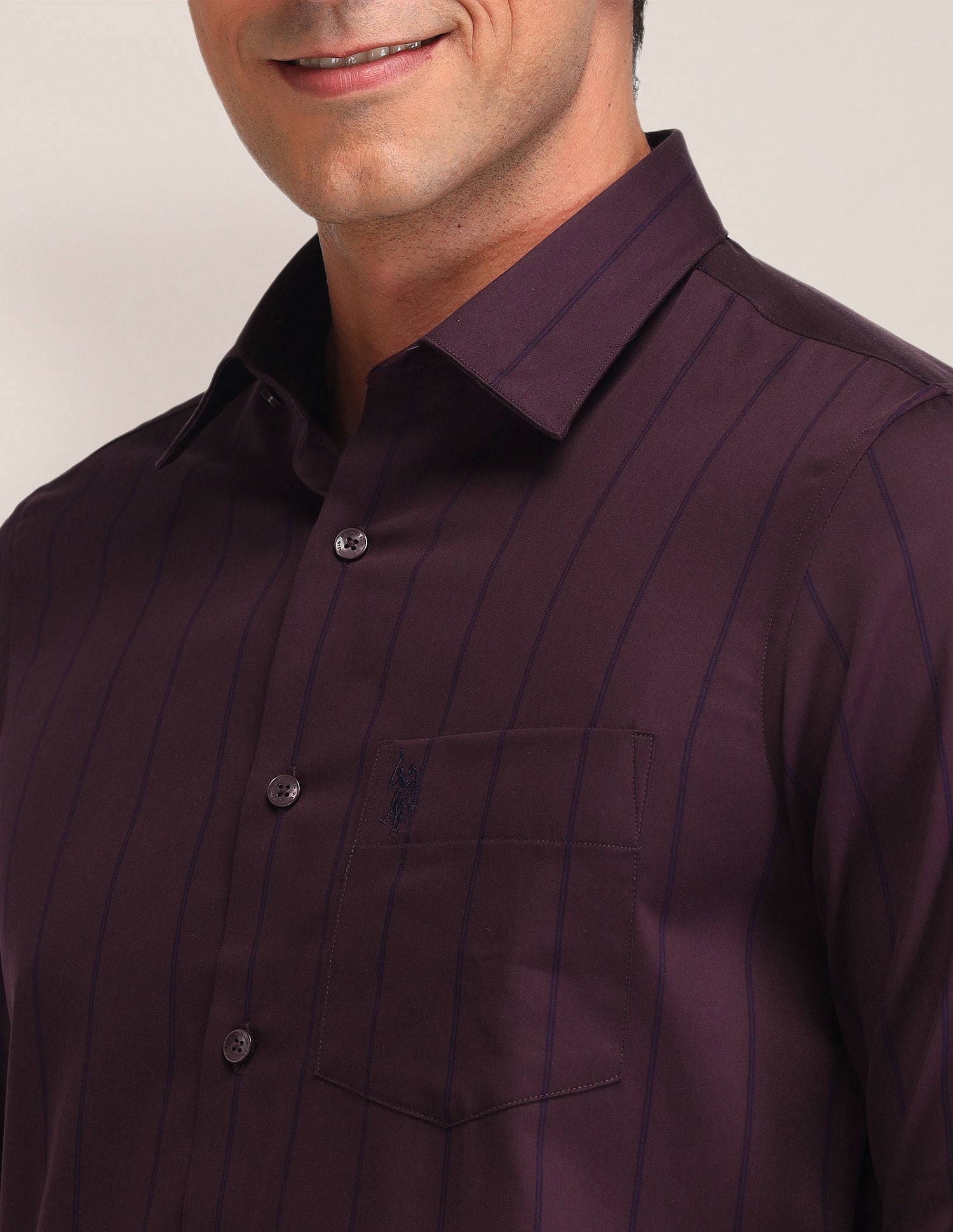 Tailored Fit Twill Shirt Wine - U.S. Polo Assn. India | Large