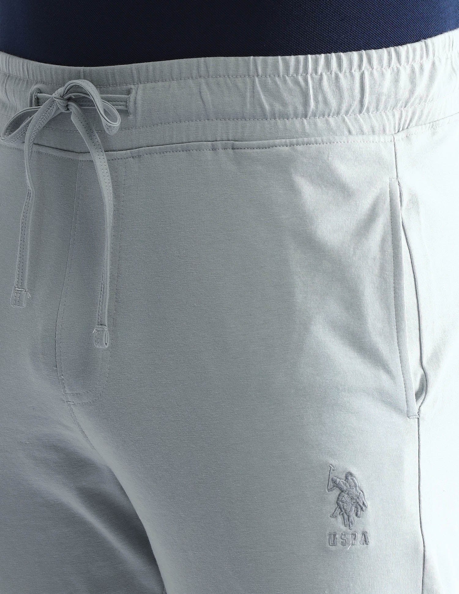 Drawstring Waist Mid-Rise Solid OJ007 Joggers Mirage Gray - U.S. POLO ASSN. | Large