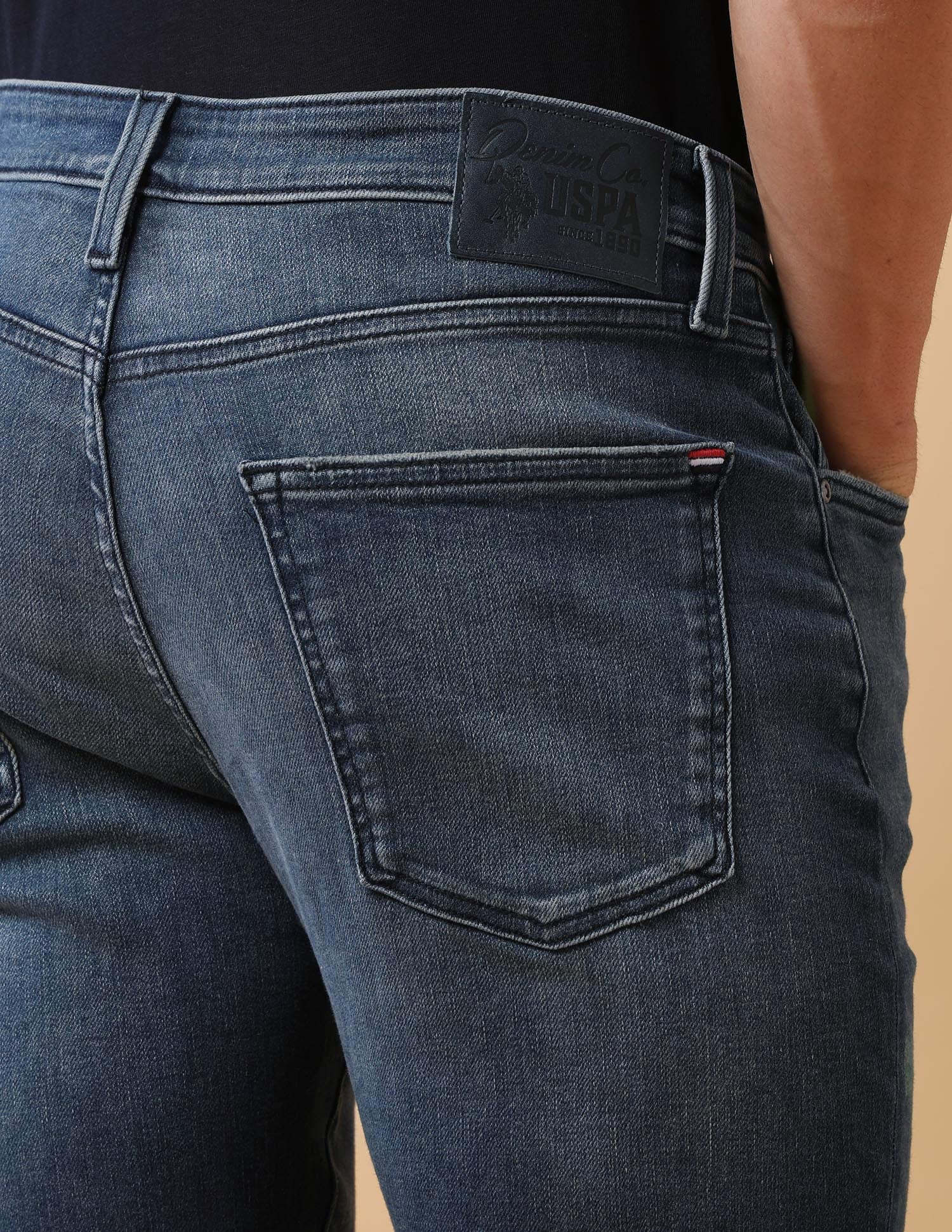 Pacho X Harold Slim Straight Fit Blue Jeans Mid Blue - U.S. Polo Assn. India | Large