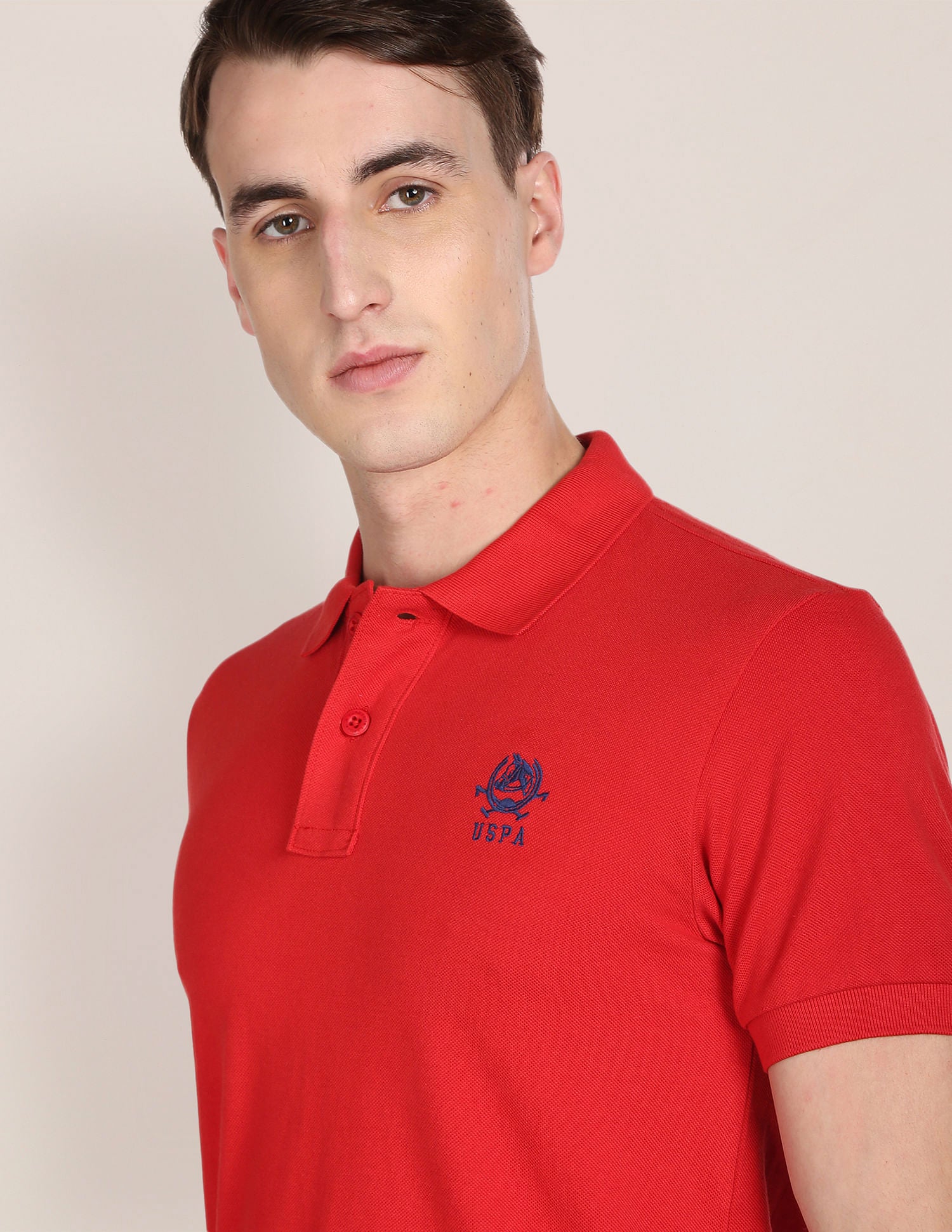Solid Pique Knit Polo Shirt Red - U.S. Polo Assn. India | Large